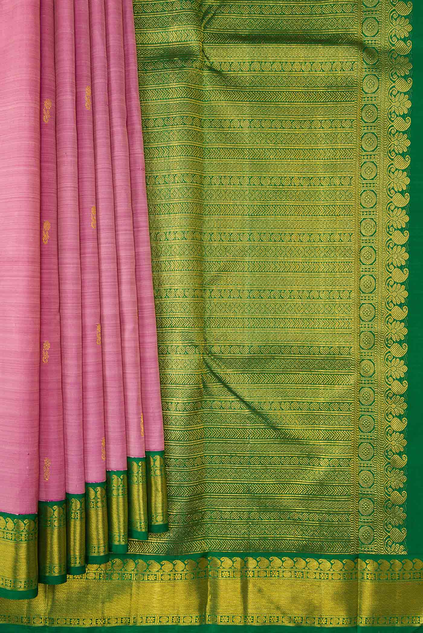 Pink Dual Tone Kanjivaram Silk Saree - Image 4