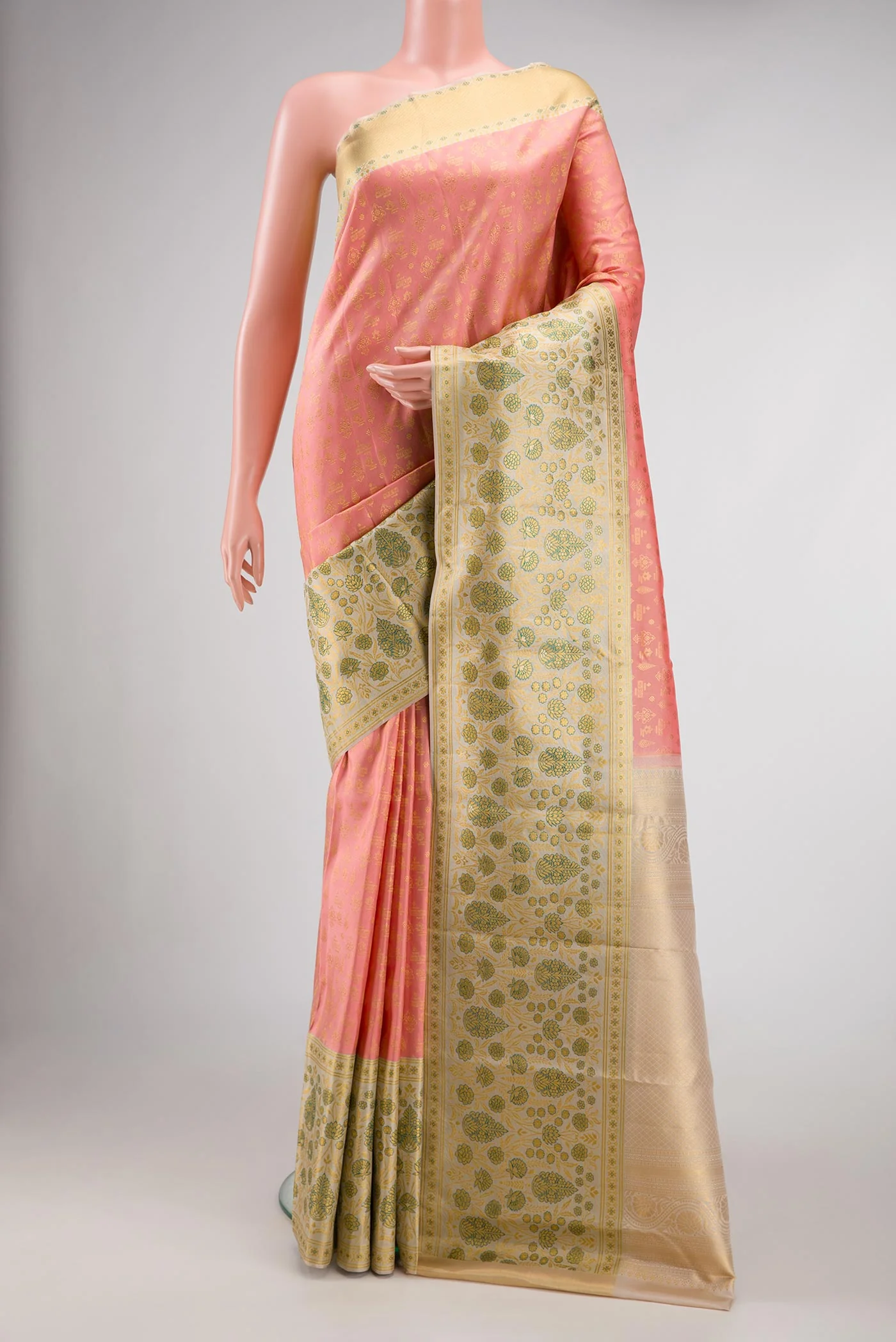 Peach Kanjivaram Silk Saree