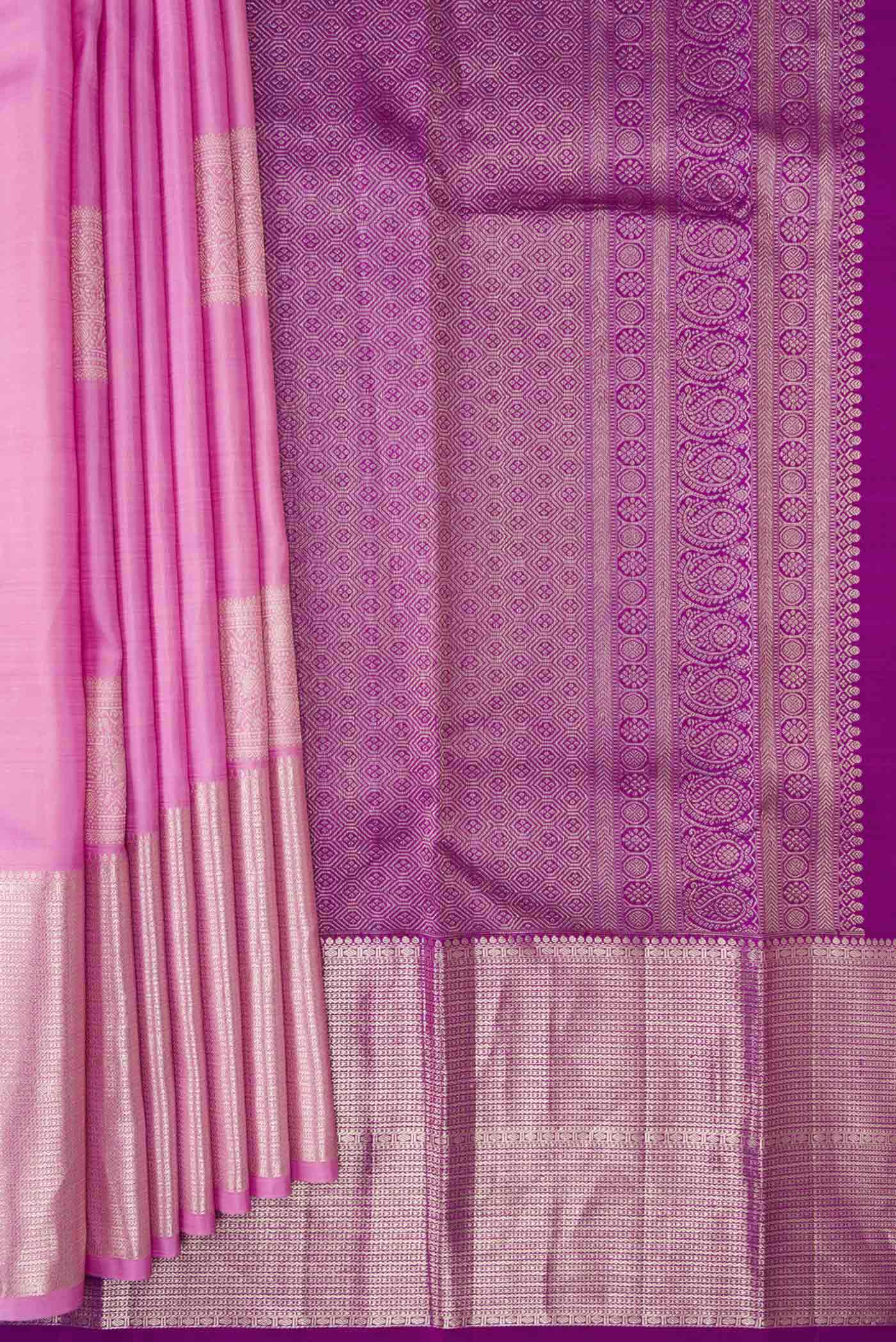 Rose pink Kanjivaram Silk Saree - Image 4