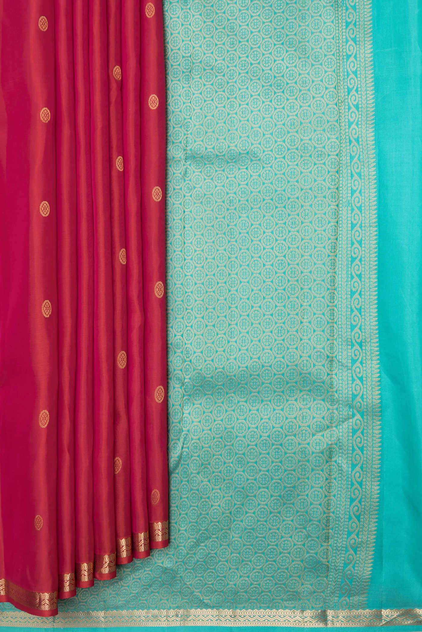 Pink Dual Tone Kanjivaram Silk Saree - Image 4