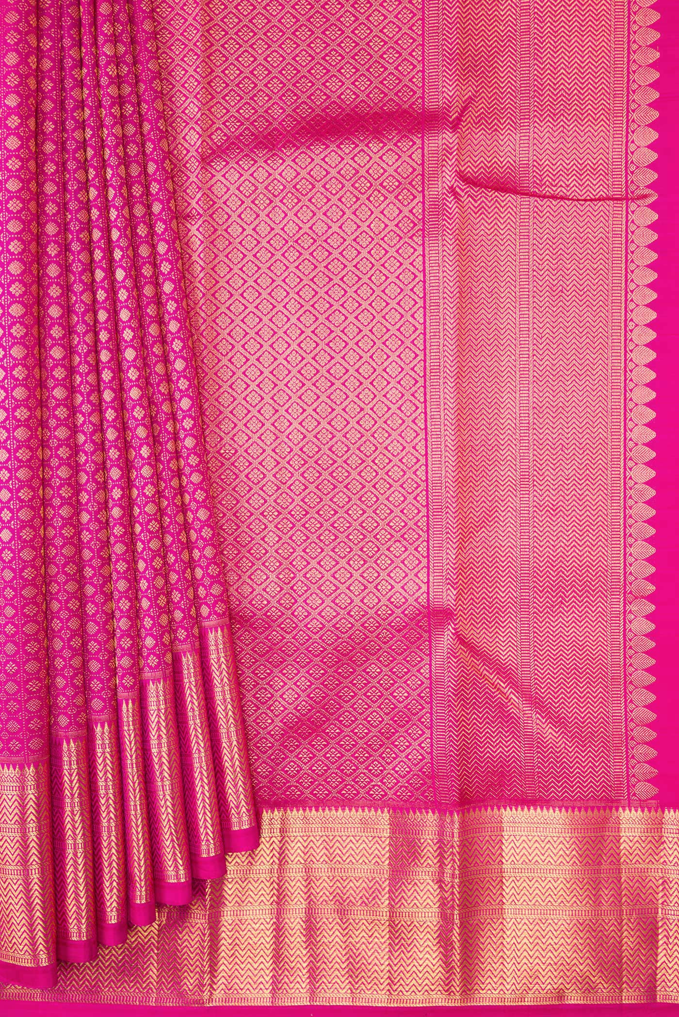 Rani Pink Kanjivaram Silk Saree - Image 4