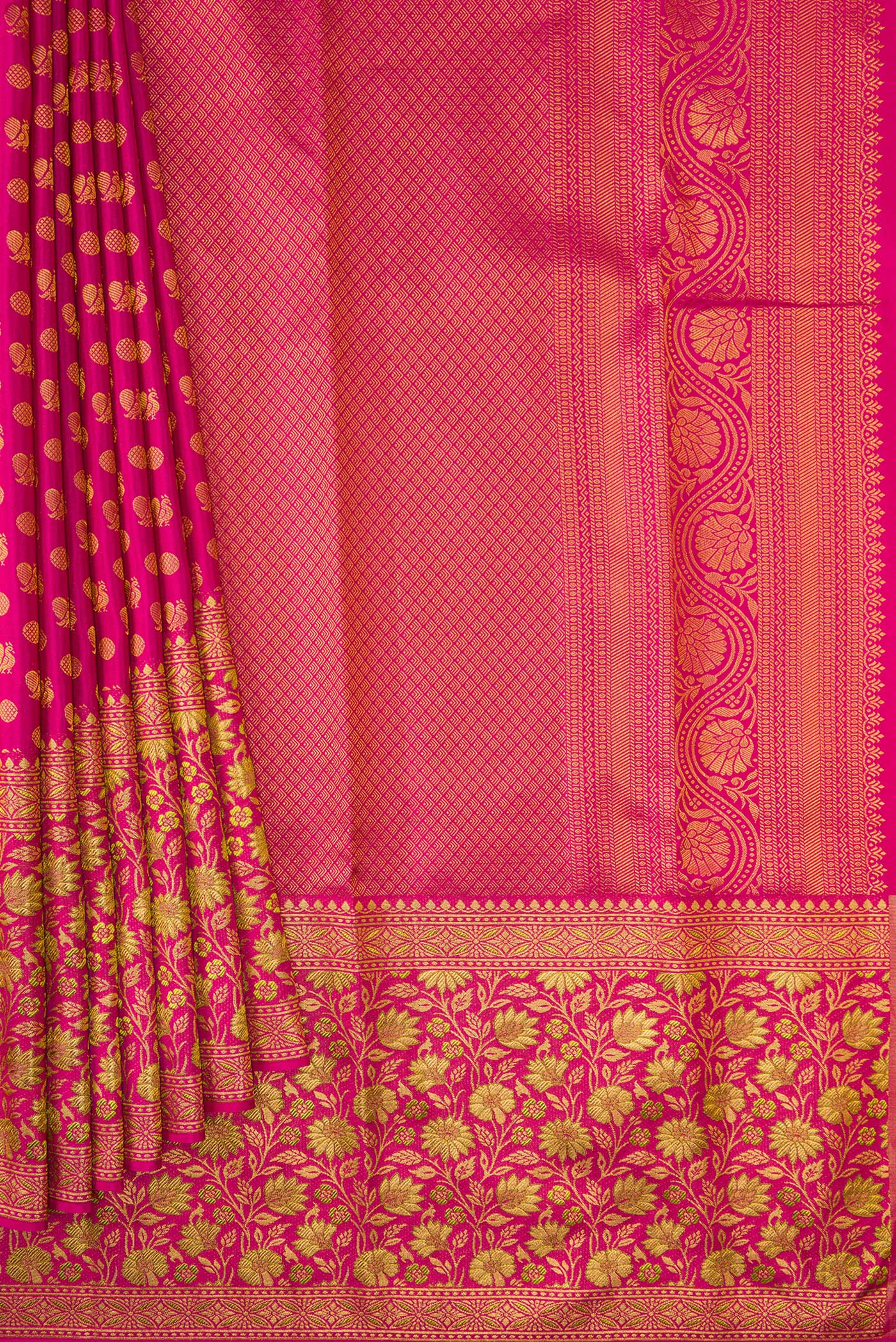 Rani Pink Kanjivaram Silk Saree - Image 4