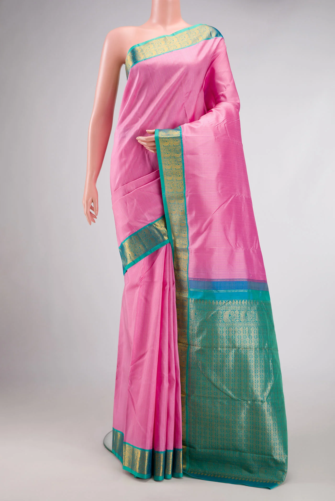 Rose pink Kanjivaram Silk Saree