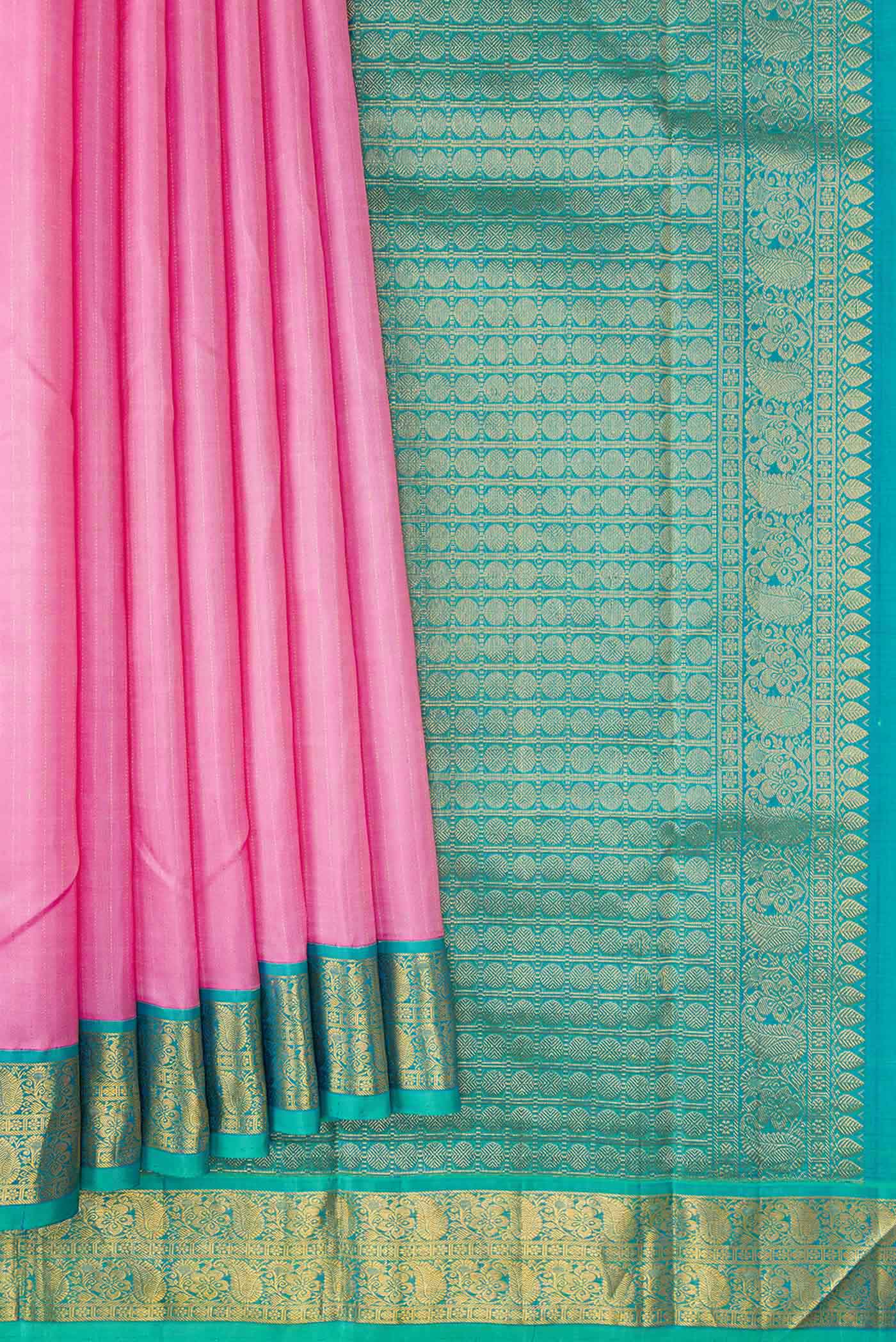Rose pink Kanjivaram Silk Saree - Image 4