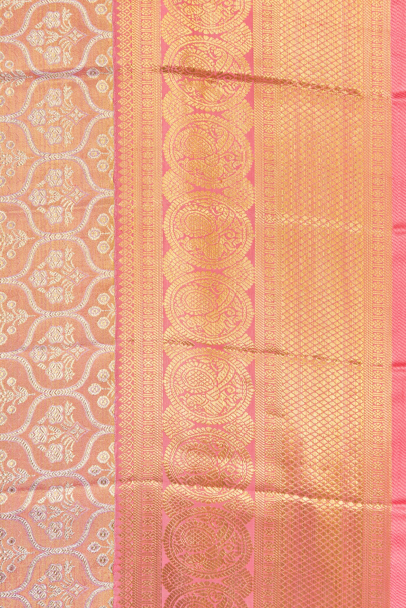 Pink with Gold Color Kanjivaram Tissue Silk Saree - Image 3