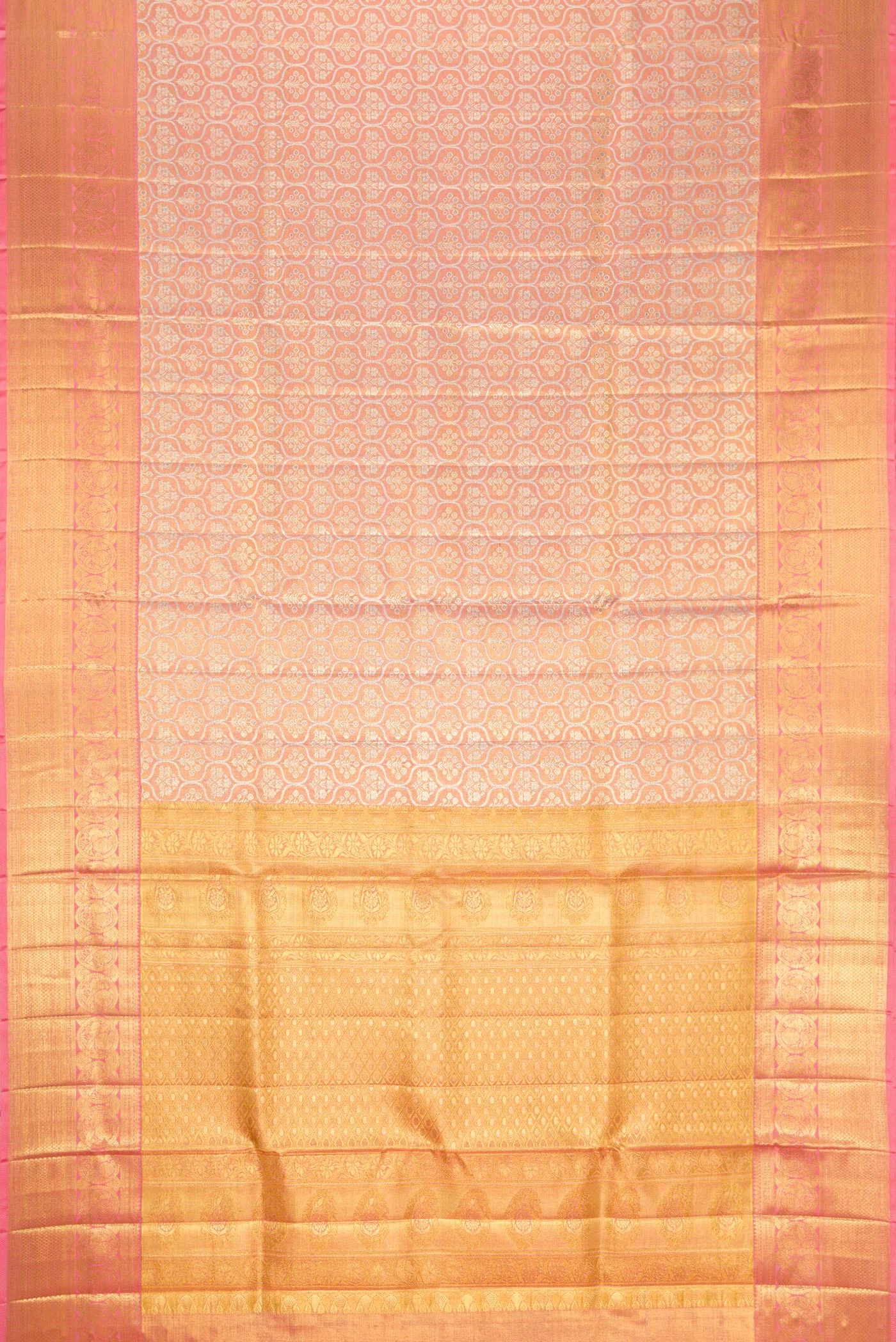 Pink with Gold Color Kanjivaram Tissue Silk Saree - Image 6
