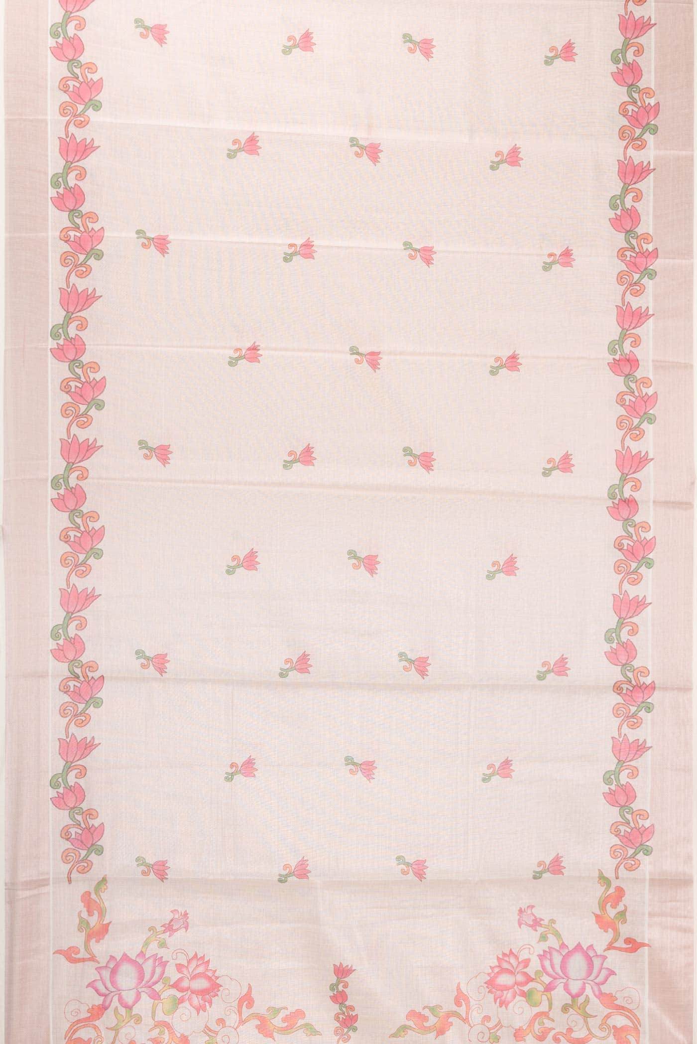 Pink Dual Tone Kerala Cotton Saree - Image 2