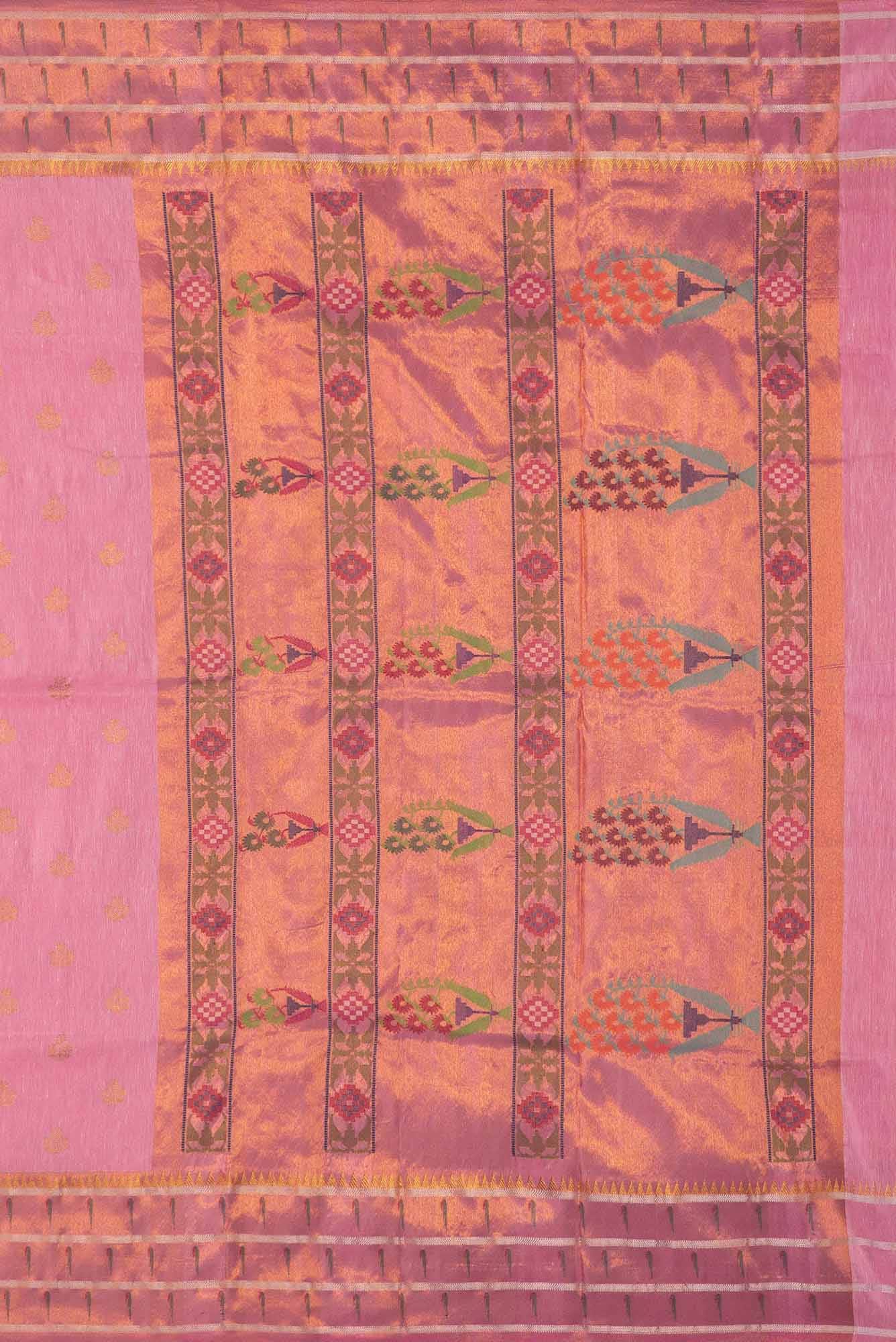 Pink Dual Tone Linen Saree - Image 4