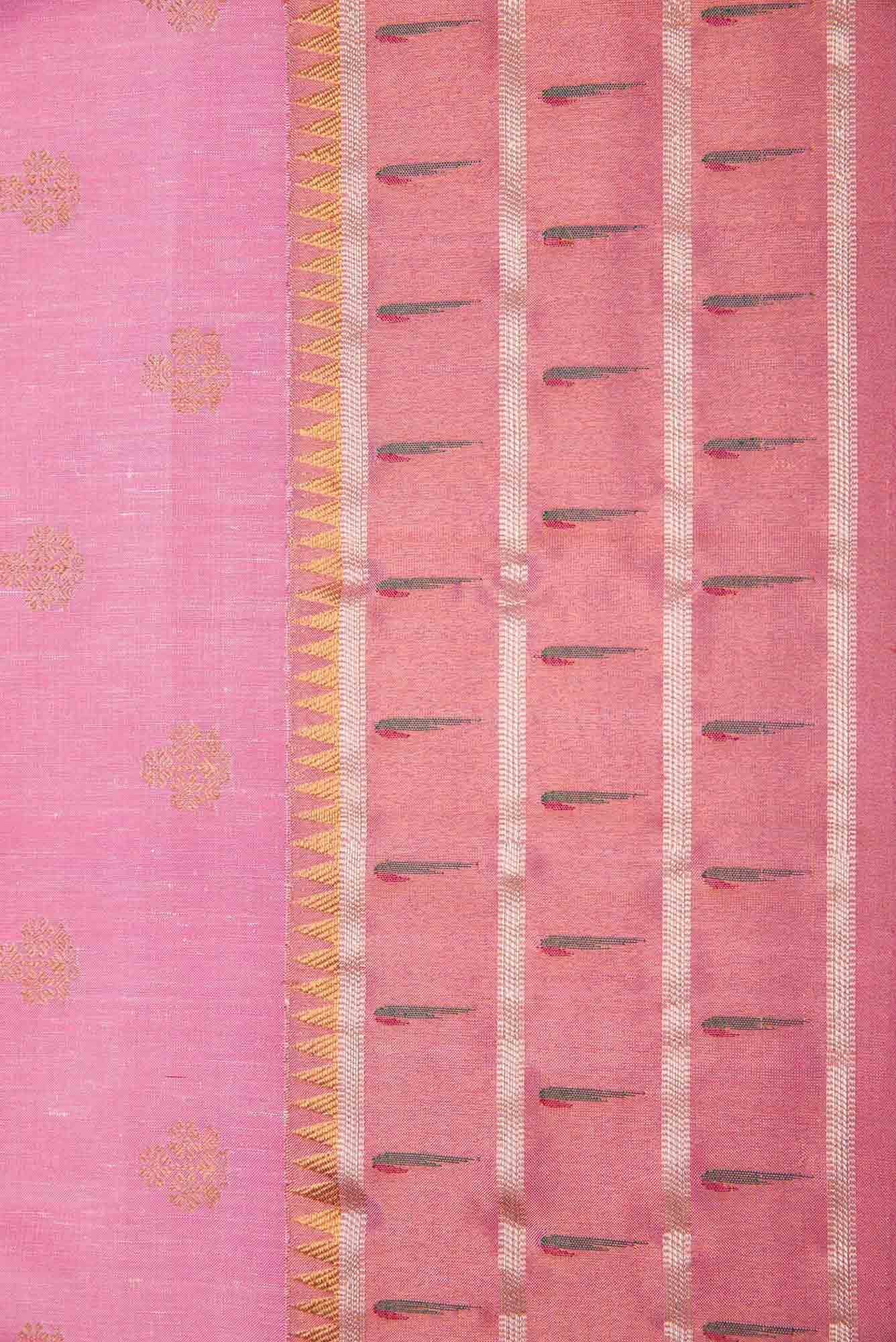 Pink Dual Tone Linen Saree - Image 5