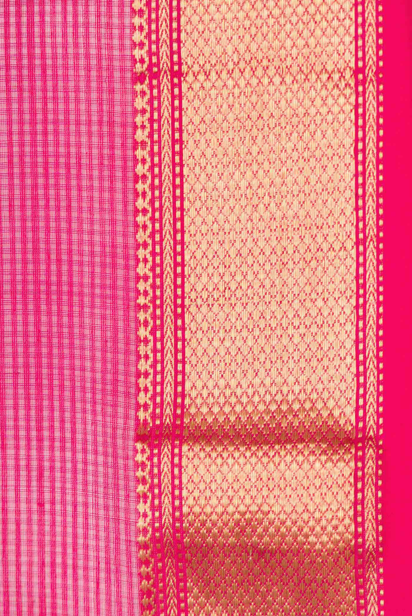 Pink Dual Tone Maheshwari Silk Saree - Image 3