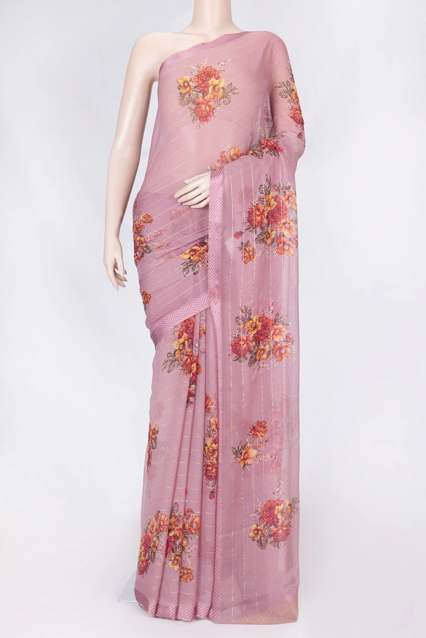Pink Dual Tone Mysore Chiffon Saree