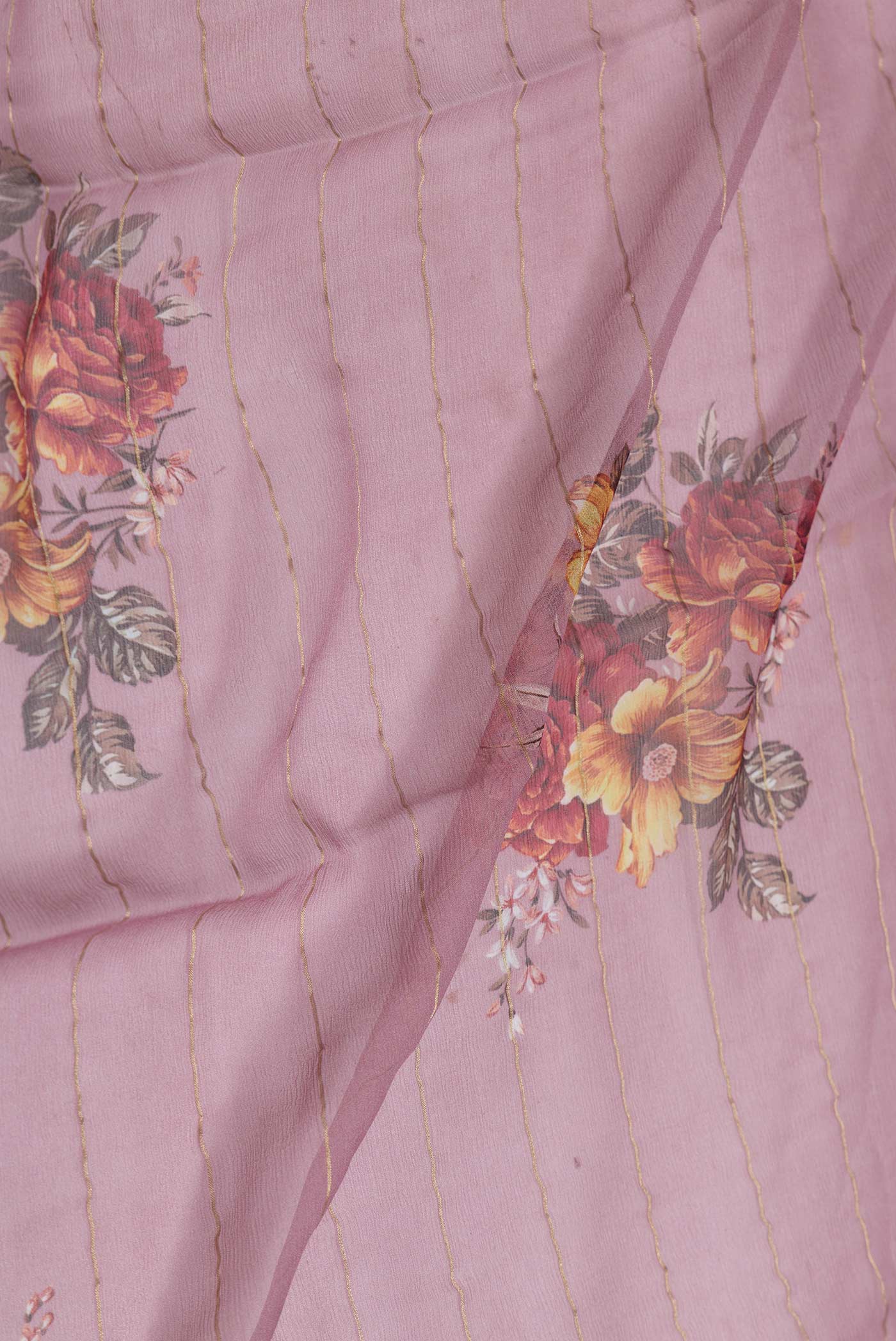 Pink Dual Tone Mysore Chiffon Saree - Image 2