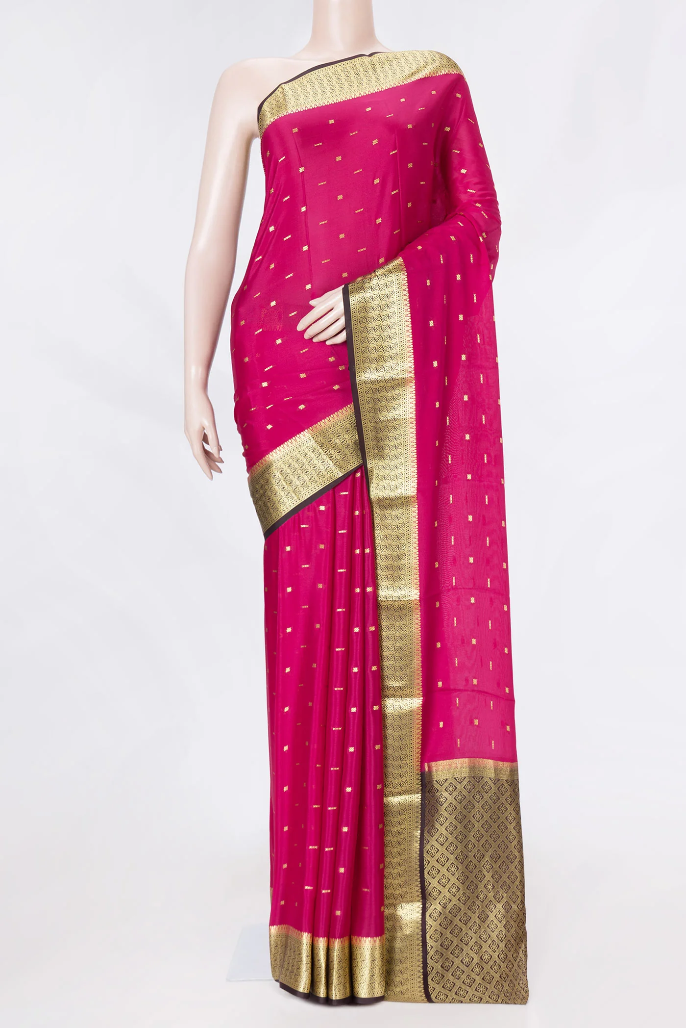 Pink Dual Tone Mysore Crepe Saree - Image 2