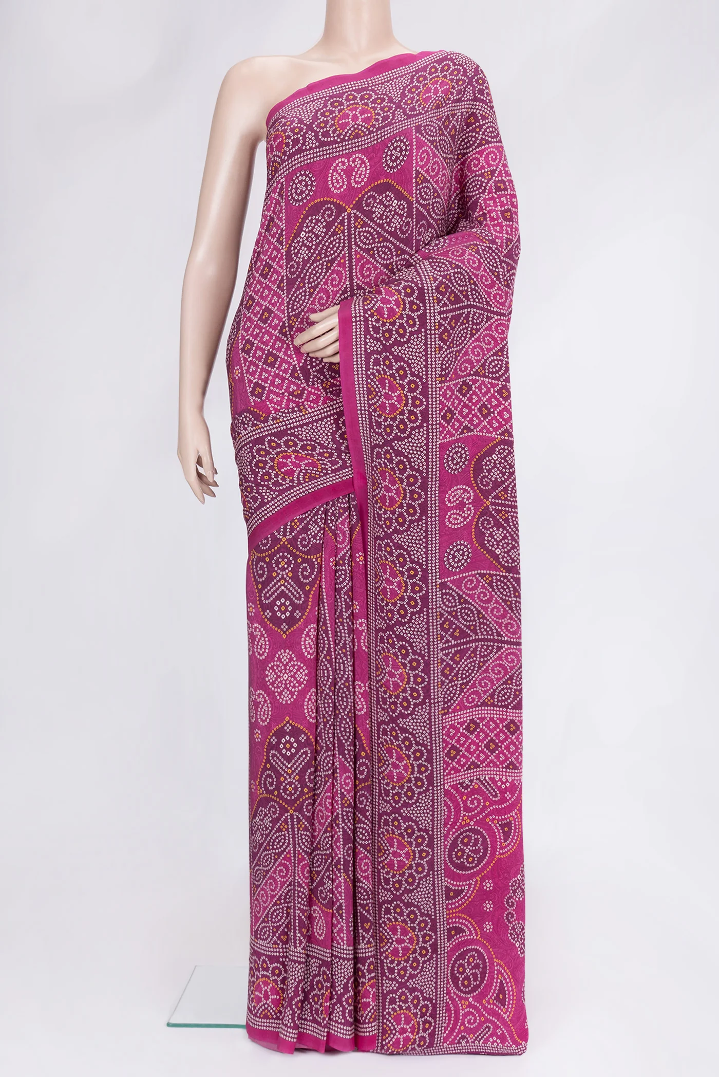 Magenta Mysore Crepe Saree