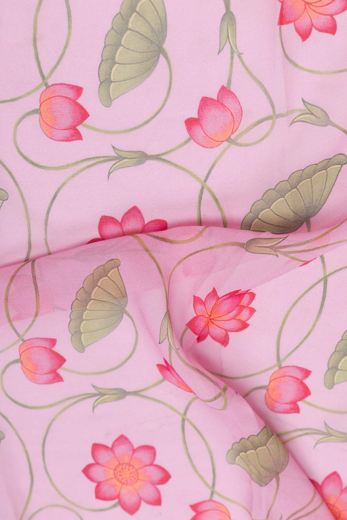 Pink Dual Tone Mysore Georgette Saree - Image 2