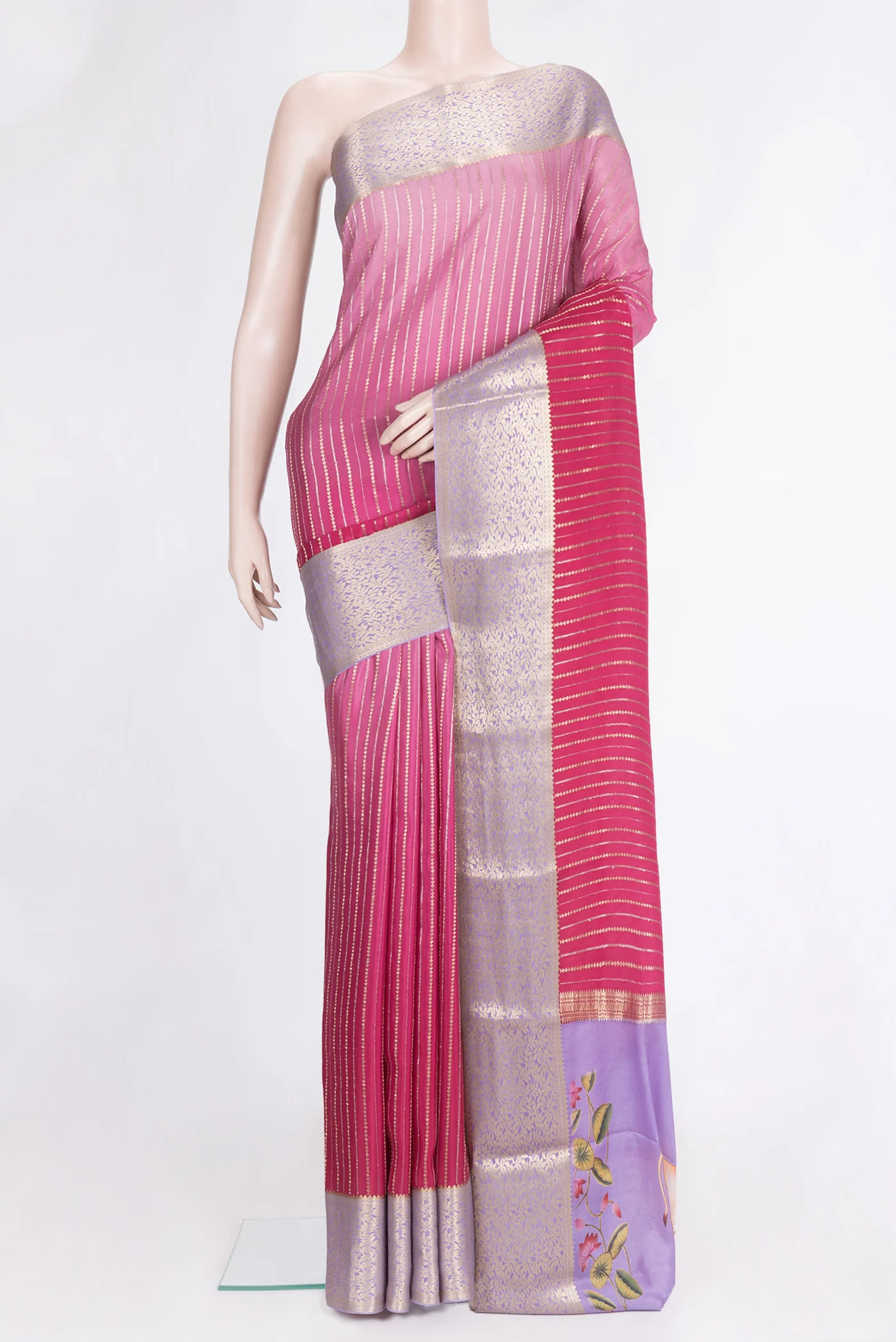 Pink Mysore Crepe Saree