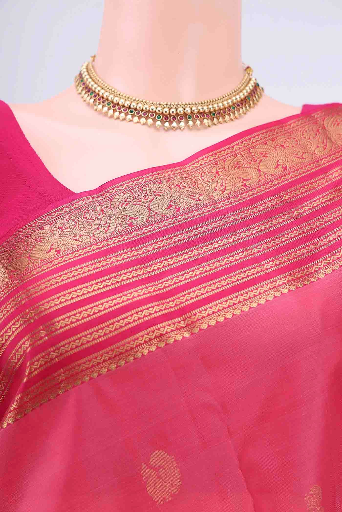 Pink Kanchipuram Silk Saree - Image 2