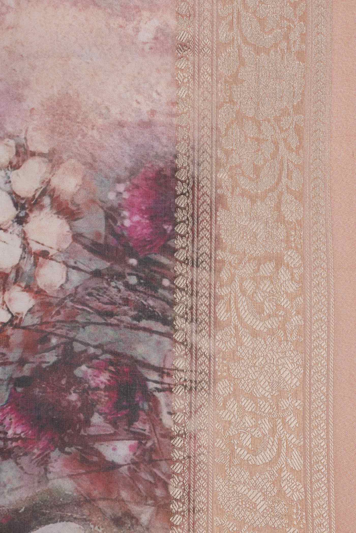 Peach Organza Silk Saree - Image 3