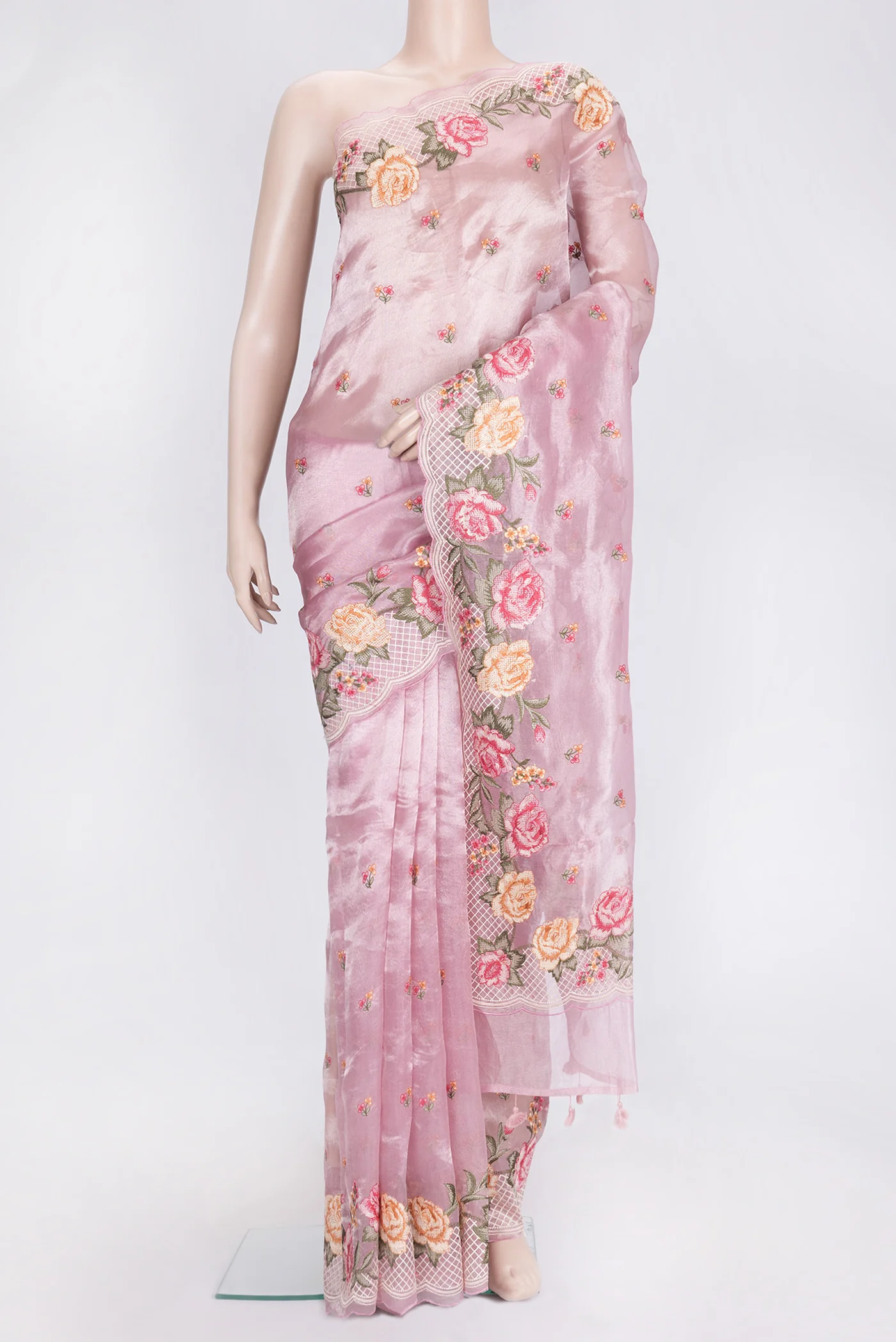 Pink Organza Silk Saree