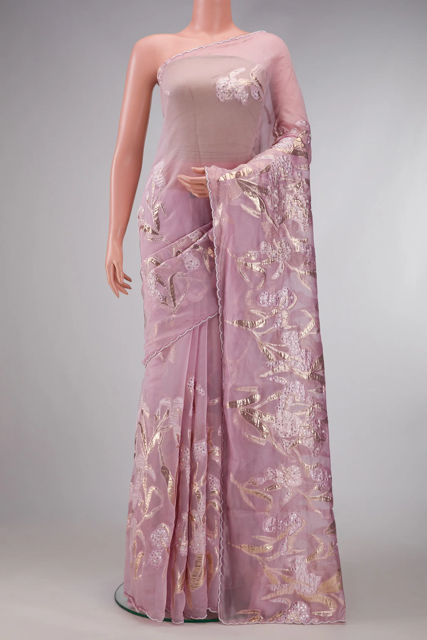 Lavender Organza Silk Saree