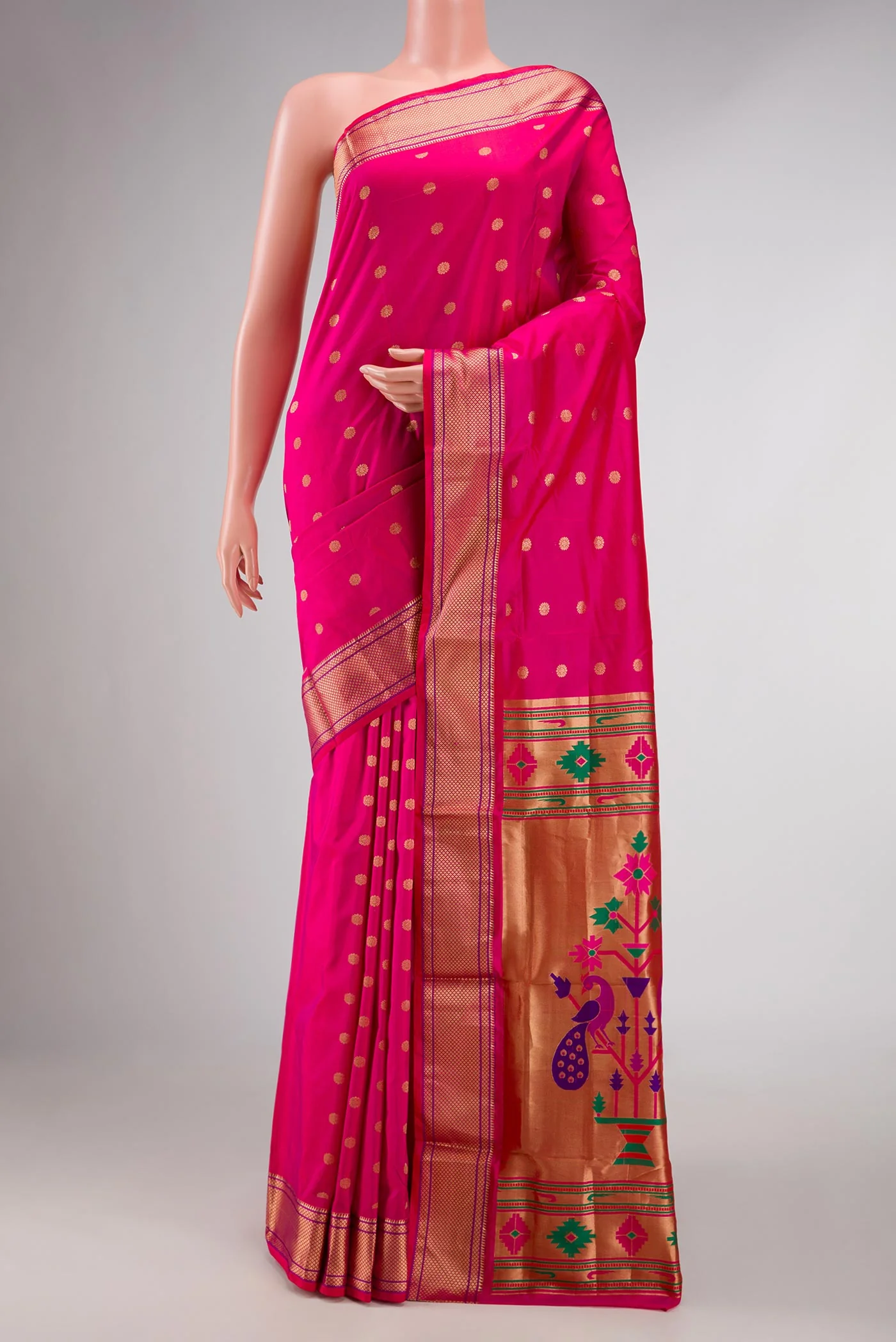 Pink Dual Tone Paithani Silk Saree