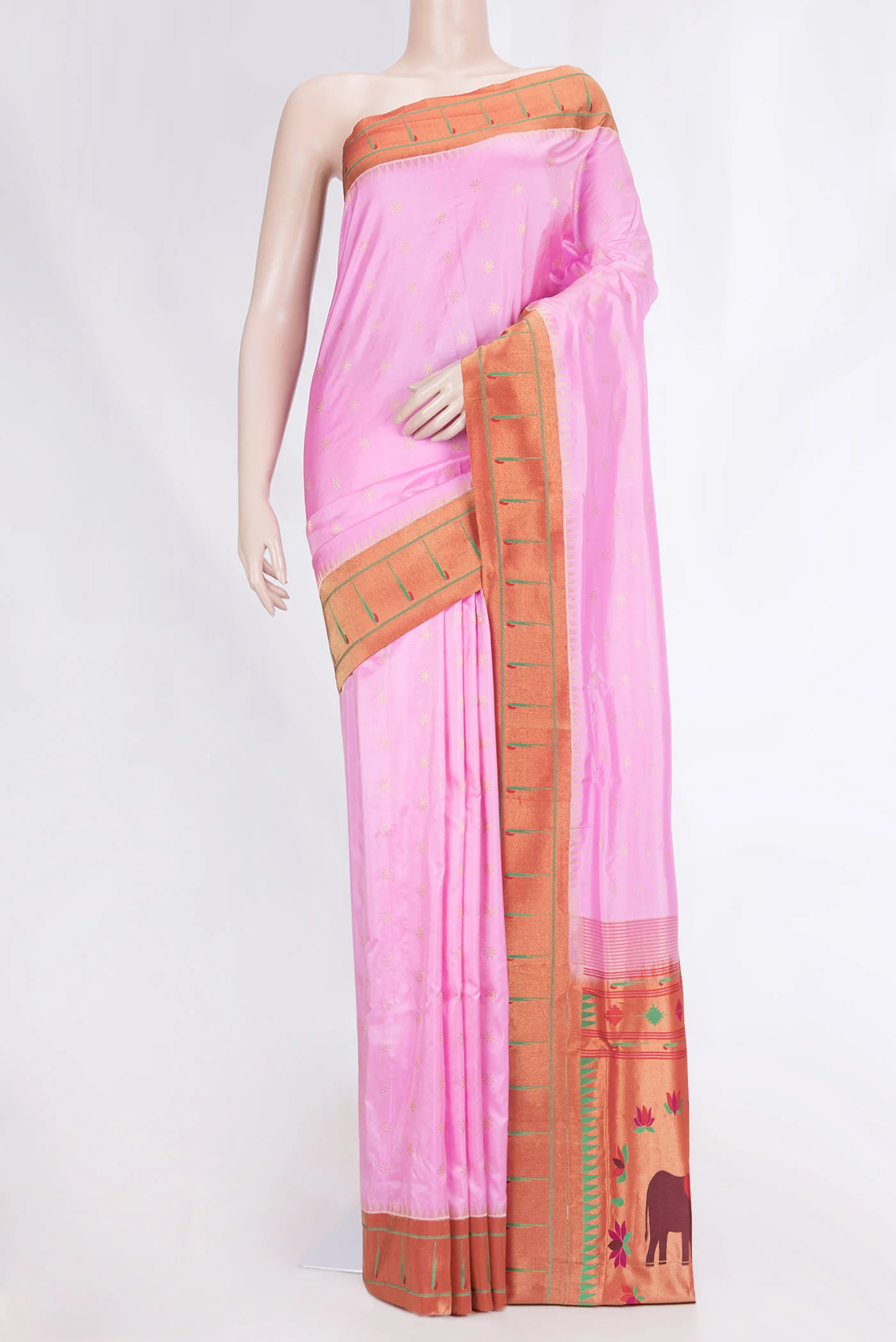 Pink Dual Tone Paithani Silk Saree