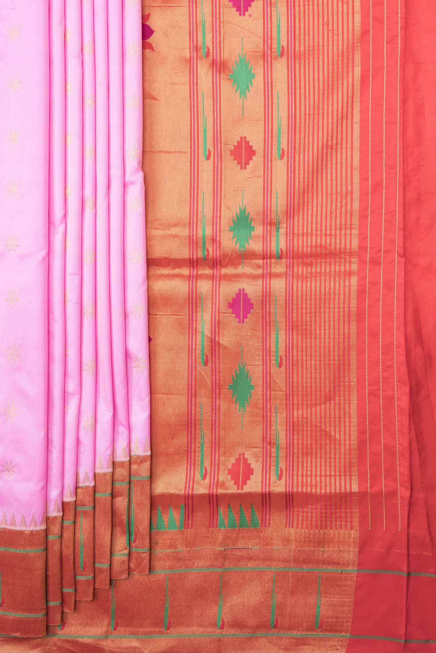 Pink Dual Tone Paithani Silk Saree - Image 4