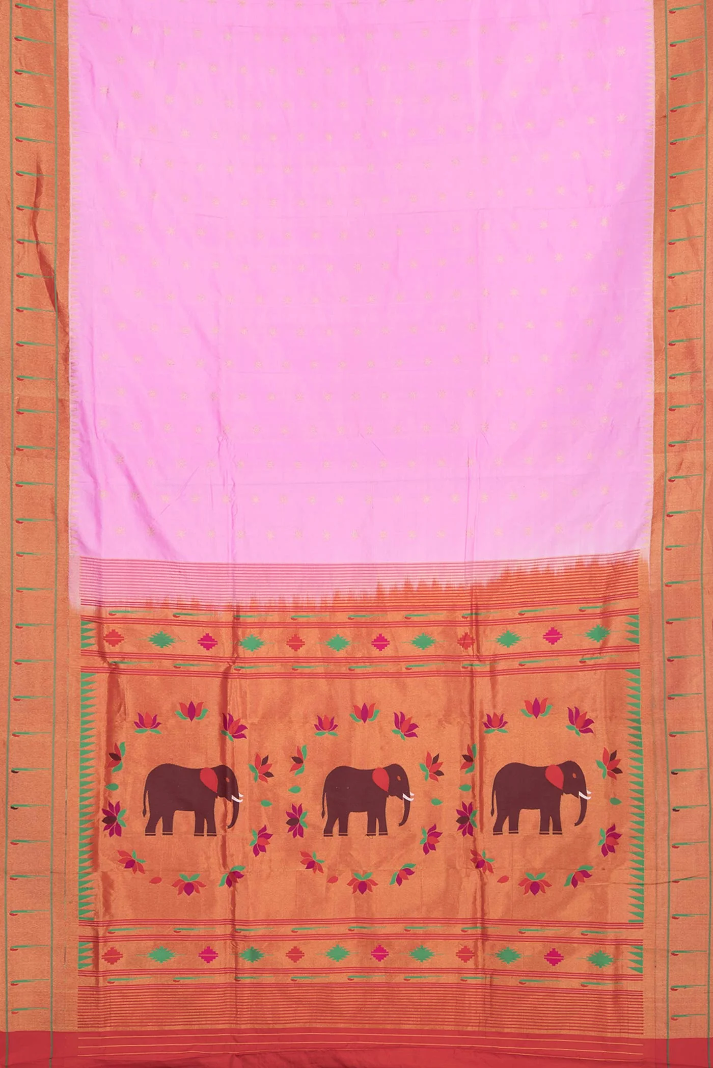 Pink Dual Tone Paithani Silk Saree - Image 6