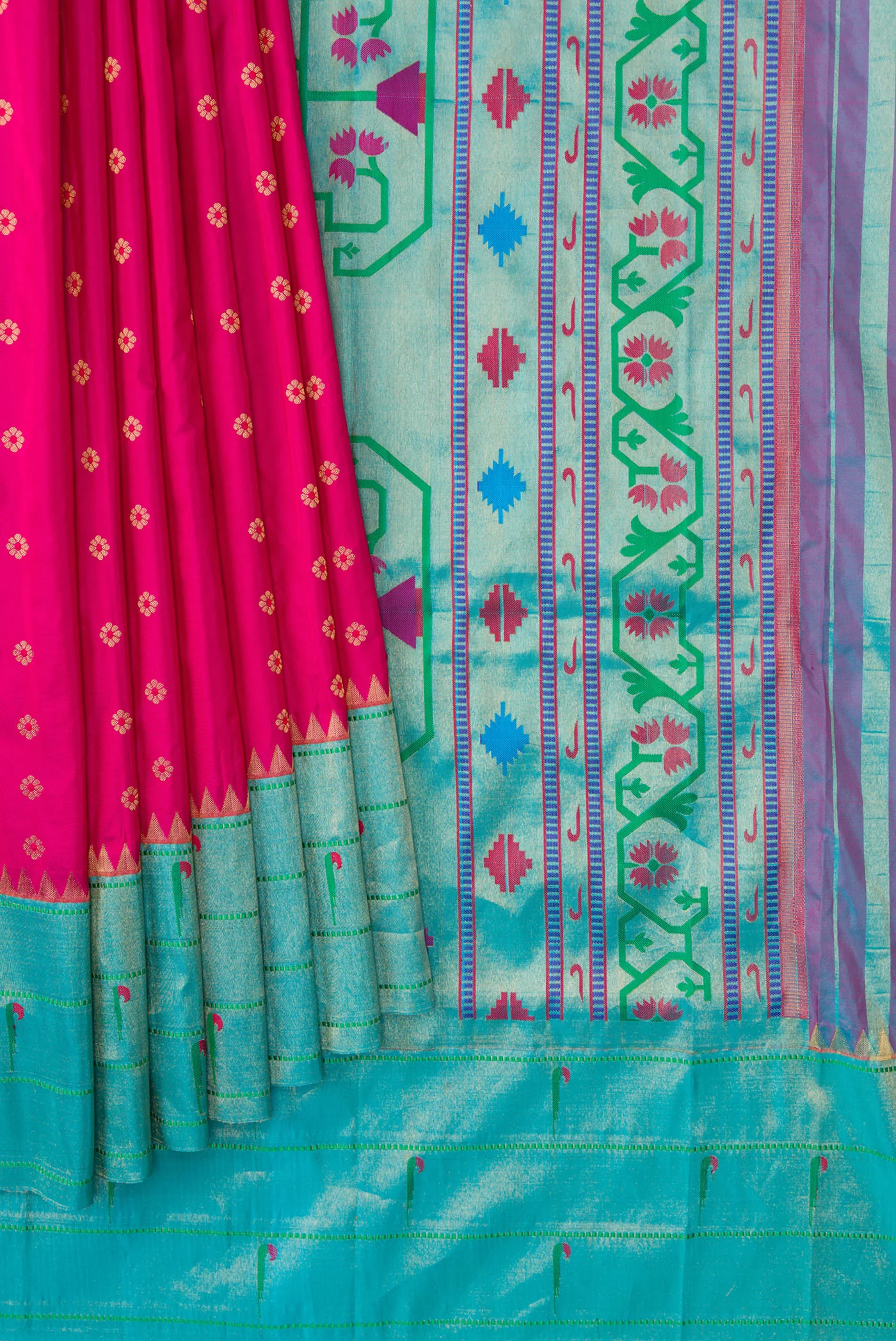 Pink Paithani Silk Saree - Image 4