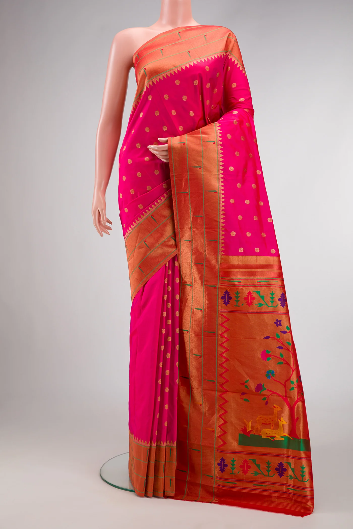 Pink Paithani Silk Saree