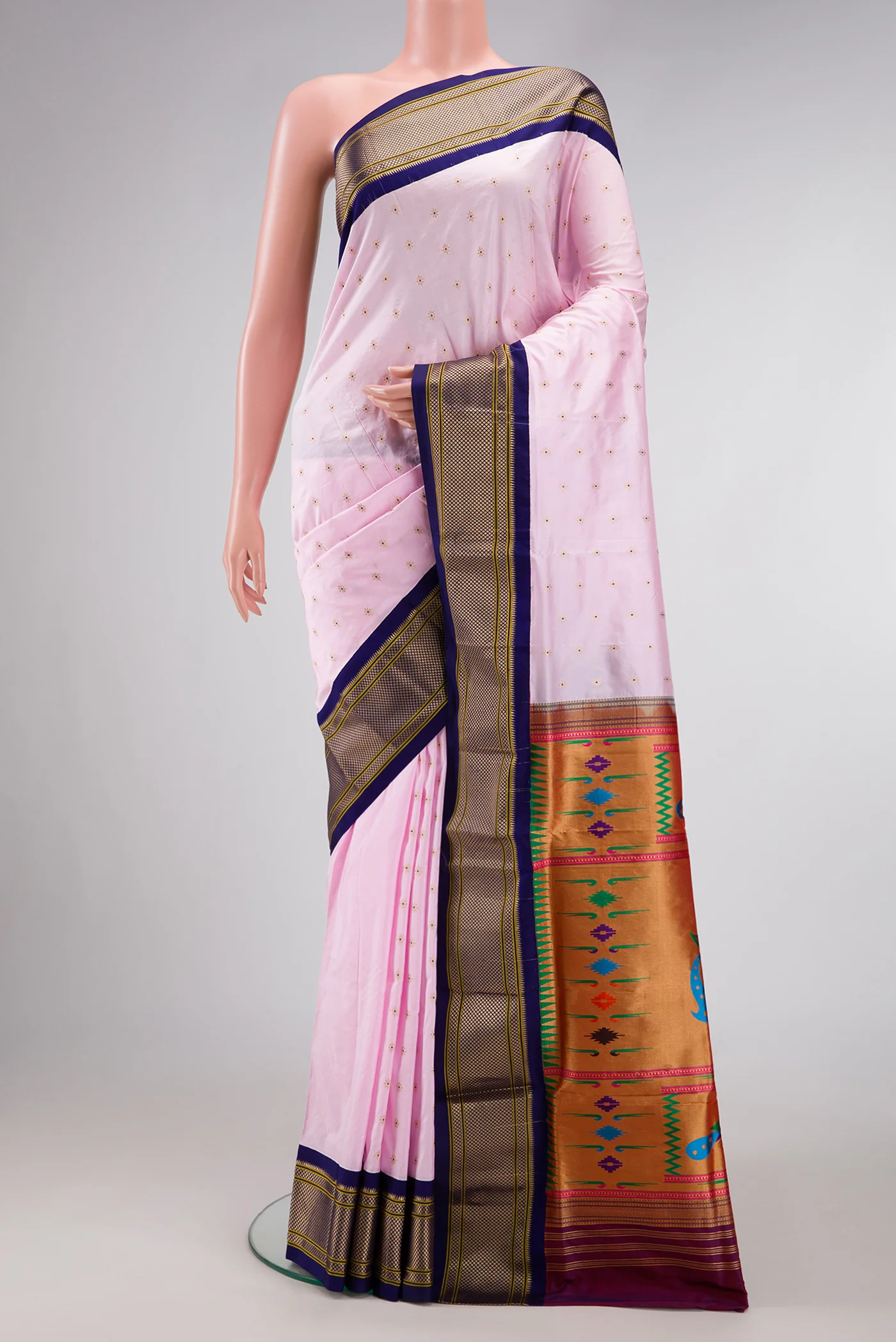 Rose pink Paithani Silk Saree