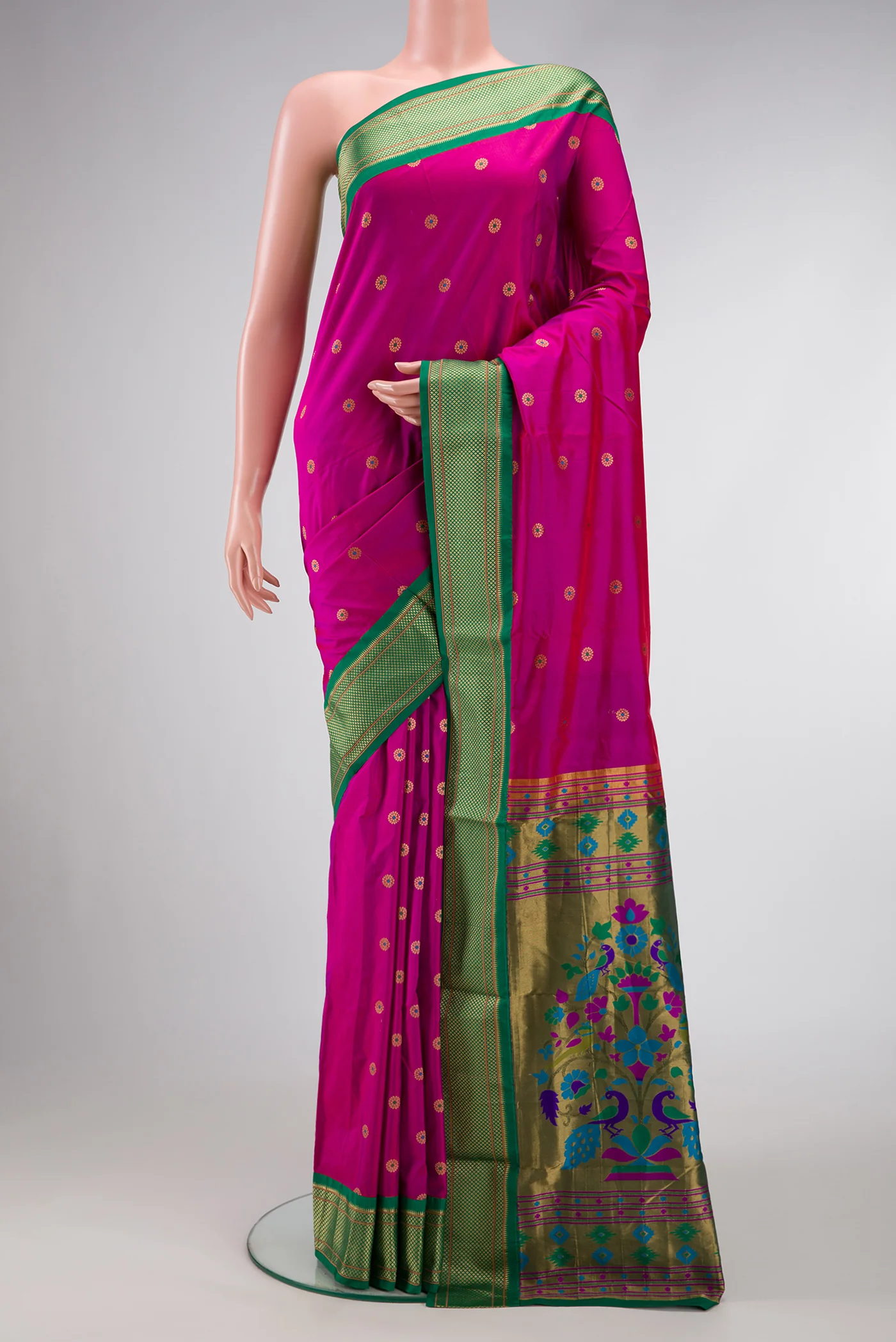 Rani Pink Blended Paithani Silk Saree