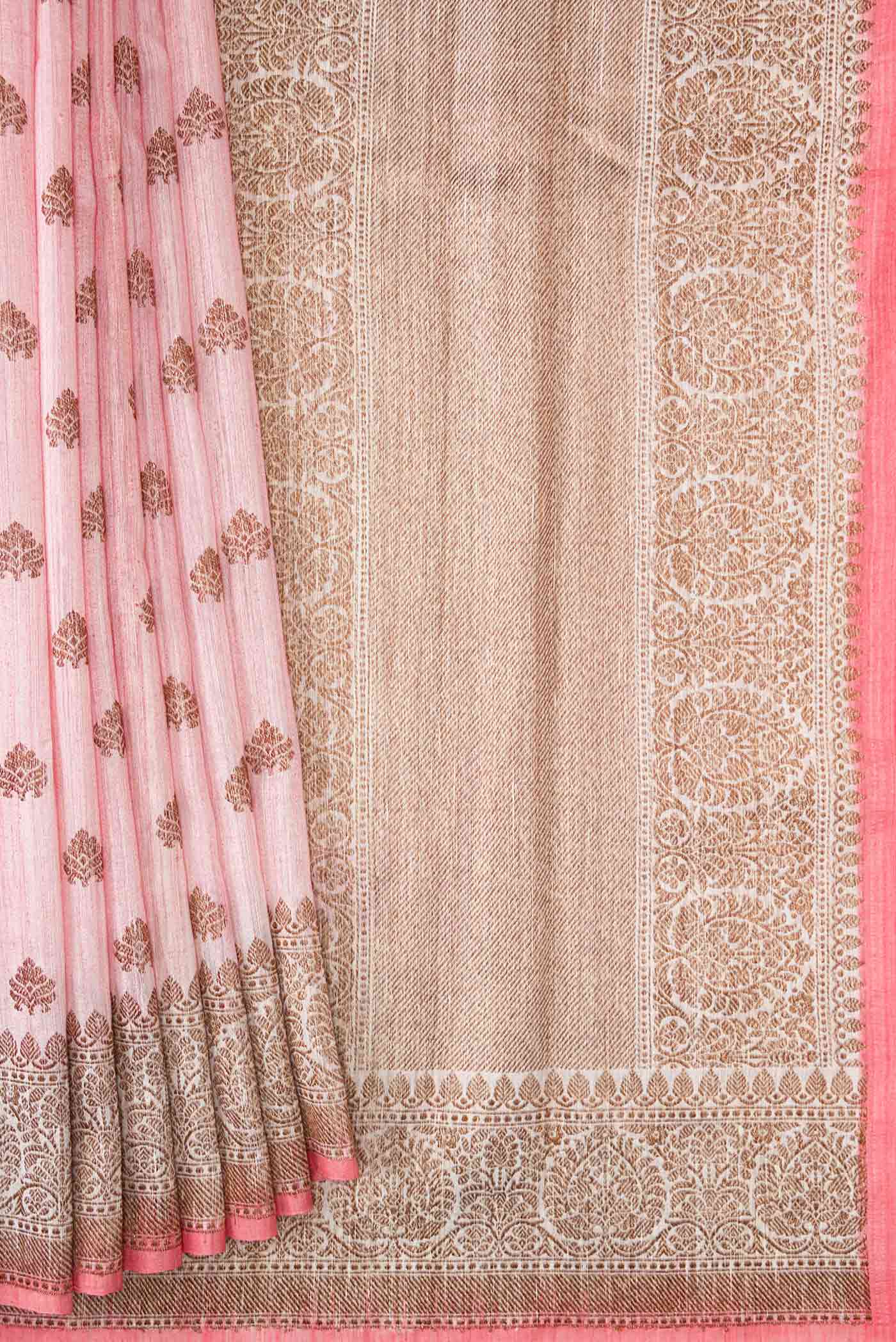 Pink Dual Tone Raw Silk Saree - Image 4