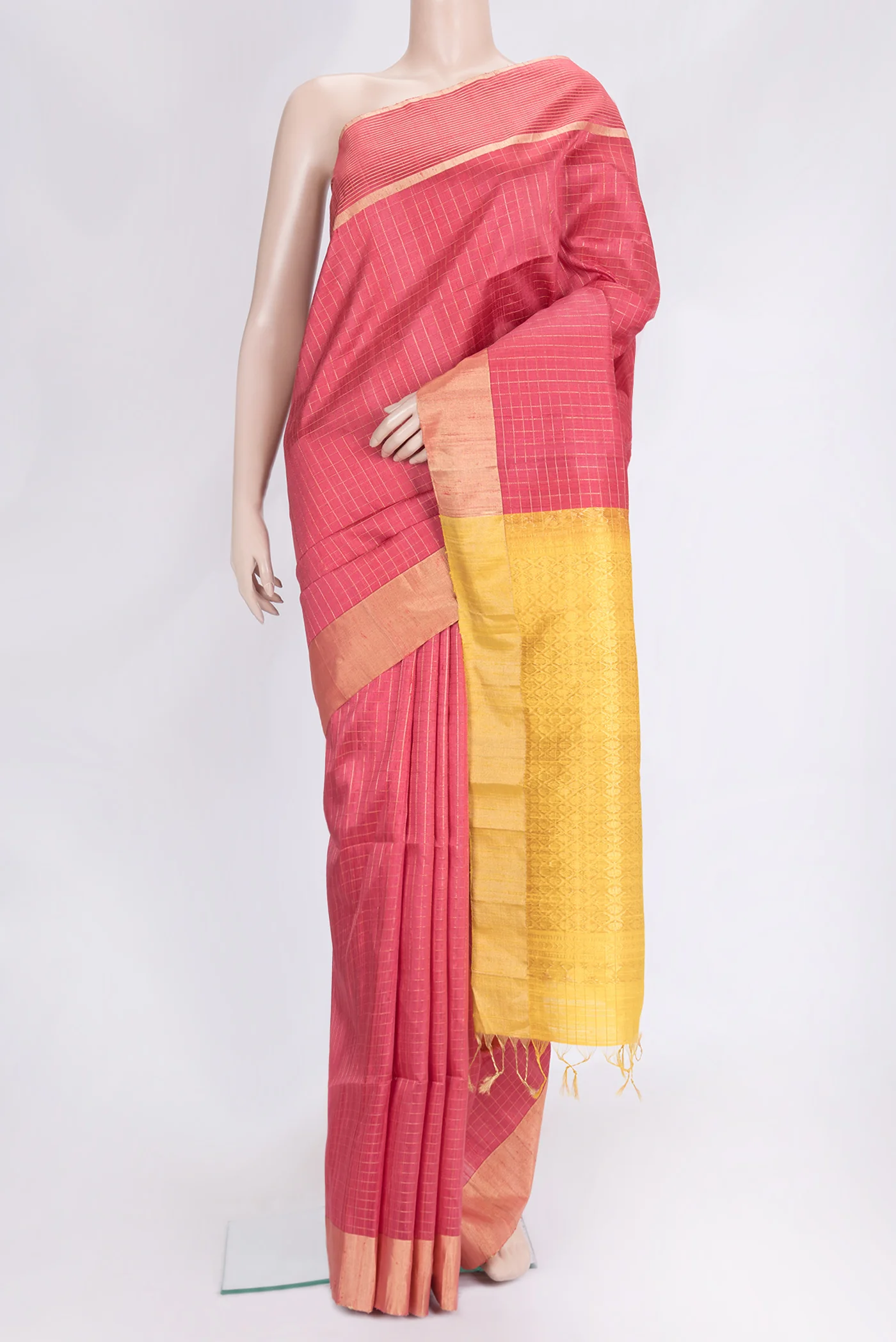 Coral Raw Silk Saree