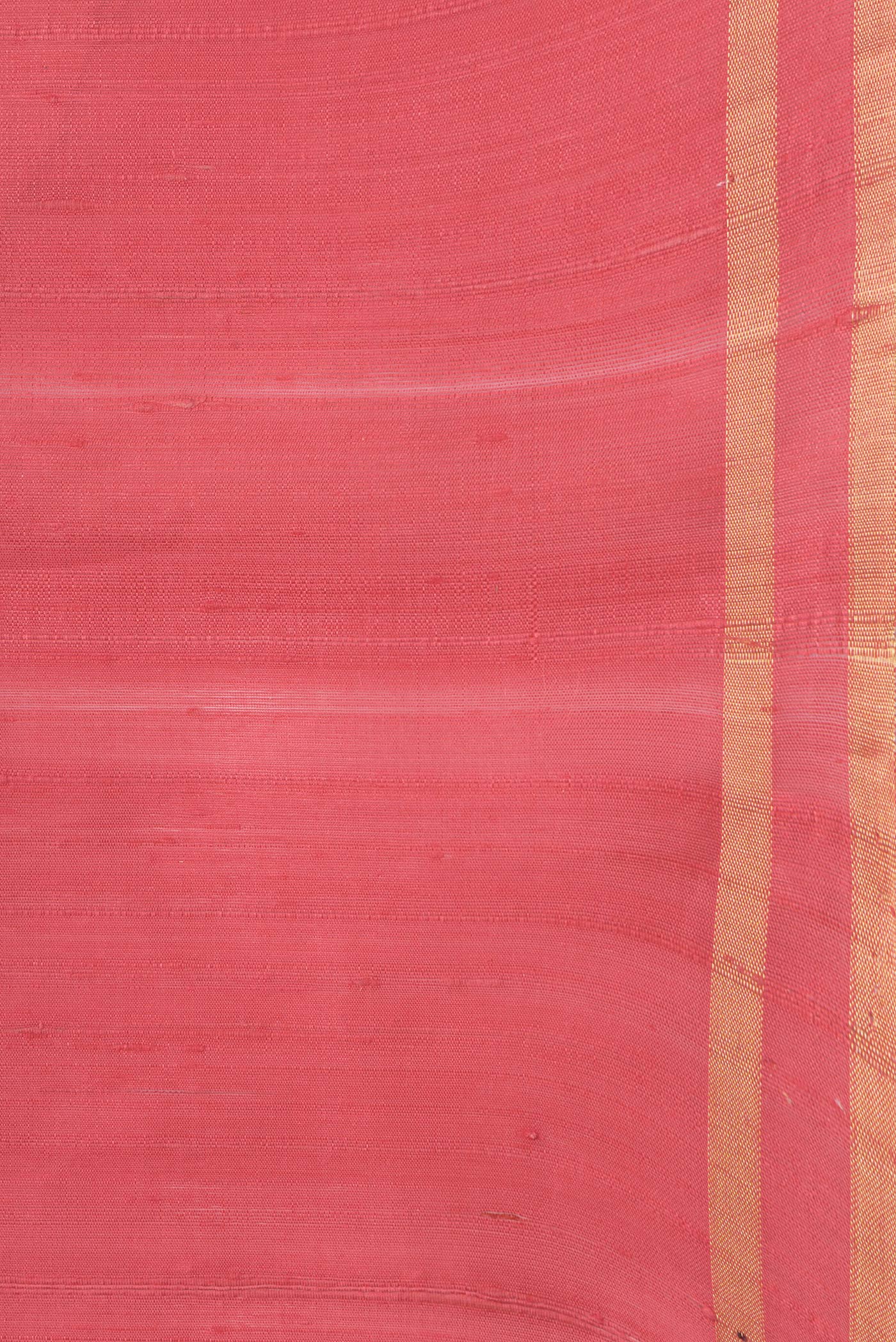 Coral Raw Silk Saree - Image 3