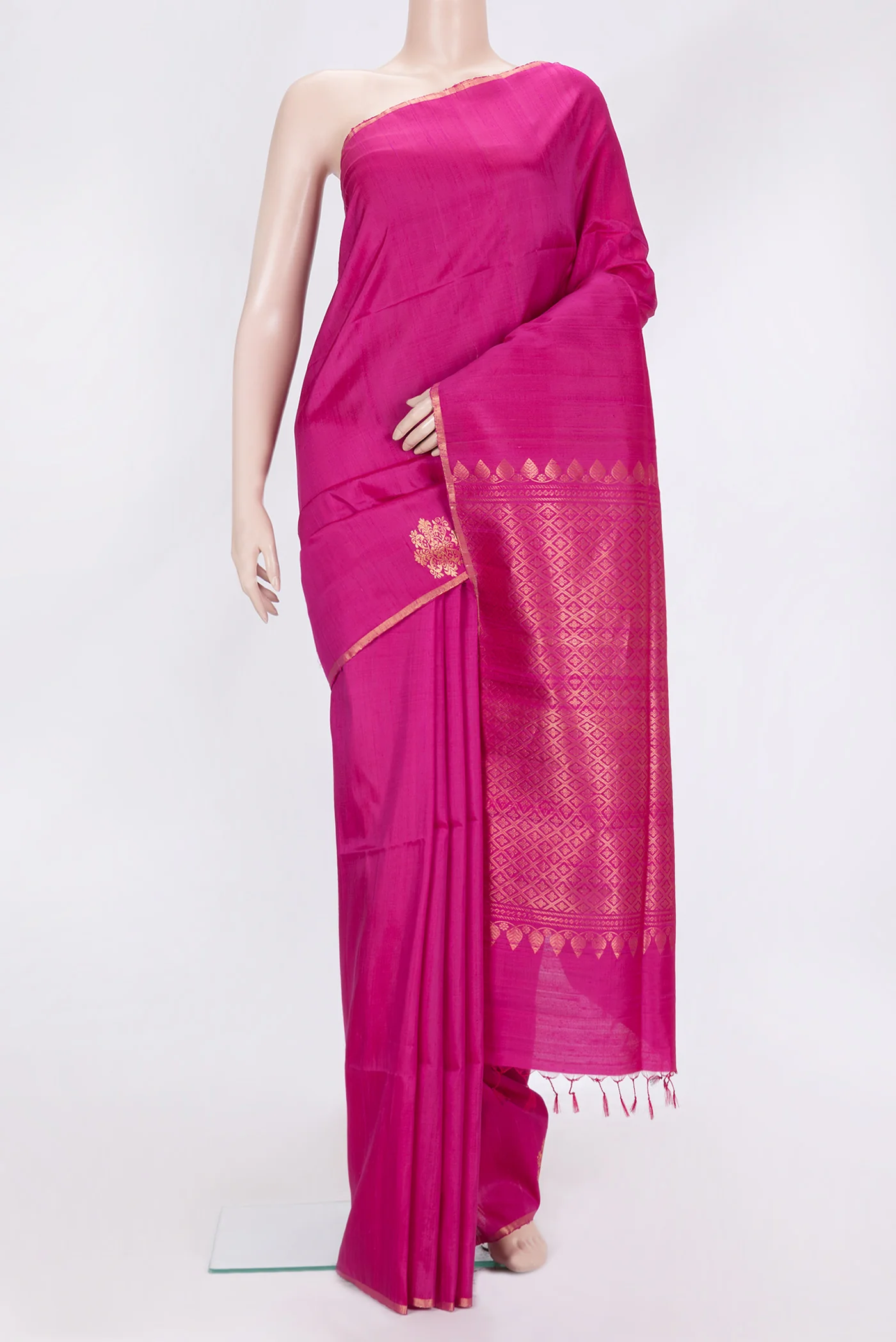Rani Pink Raw Silk Saree