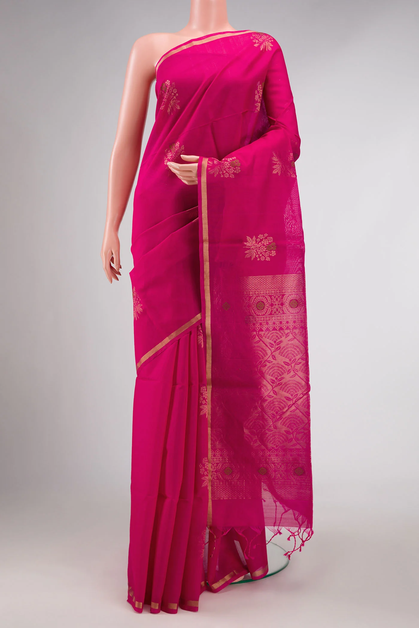 Pink Dual Tone Silk Cotton Saree