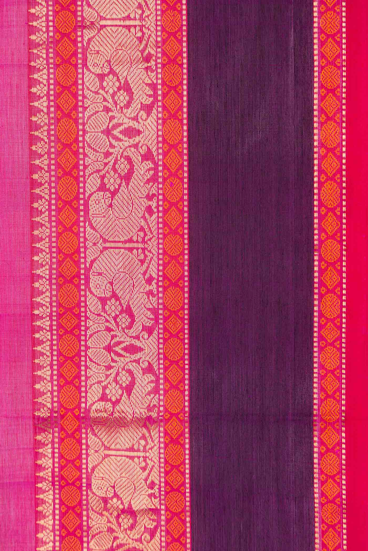 Pink Dual Tone Silk Cotton Saree - Image 3