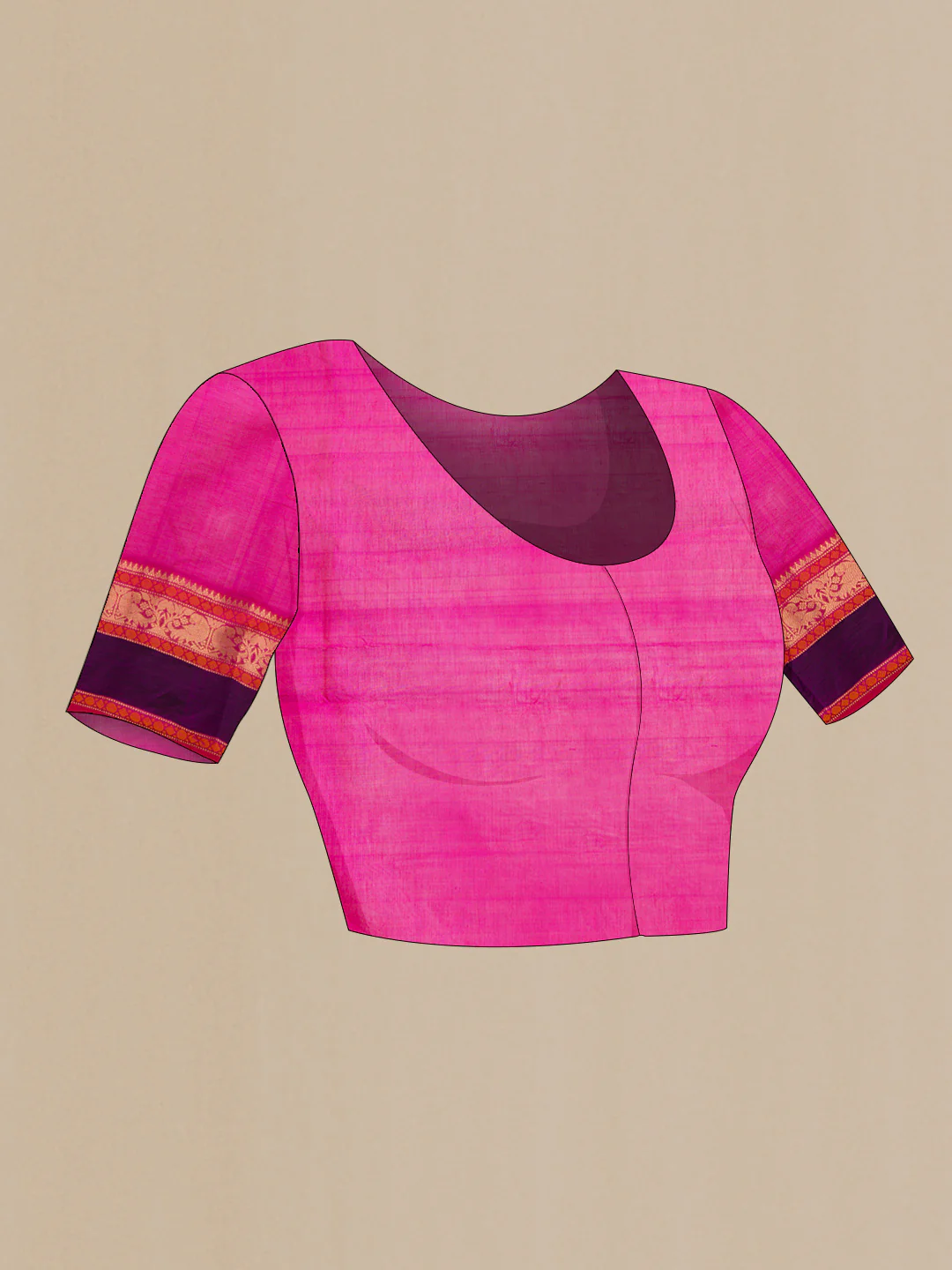 Pink Dual Tone Silk Cotton Saree - Image 4