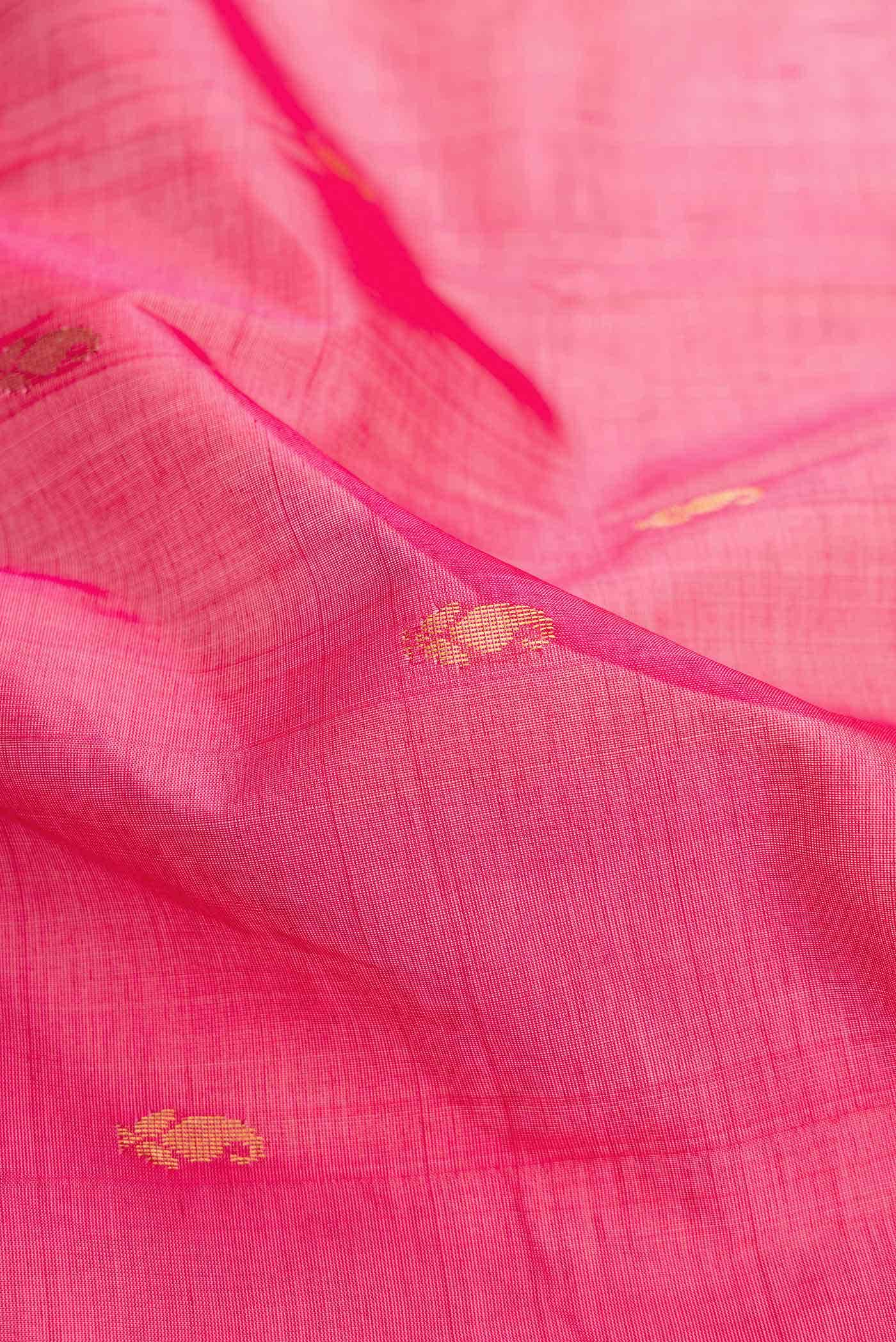 Pink Dual Tone Silk Cotton Saree - Image 2