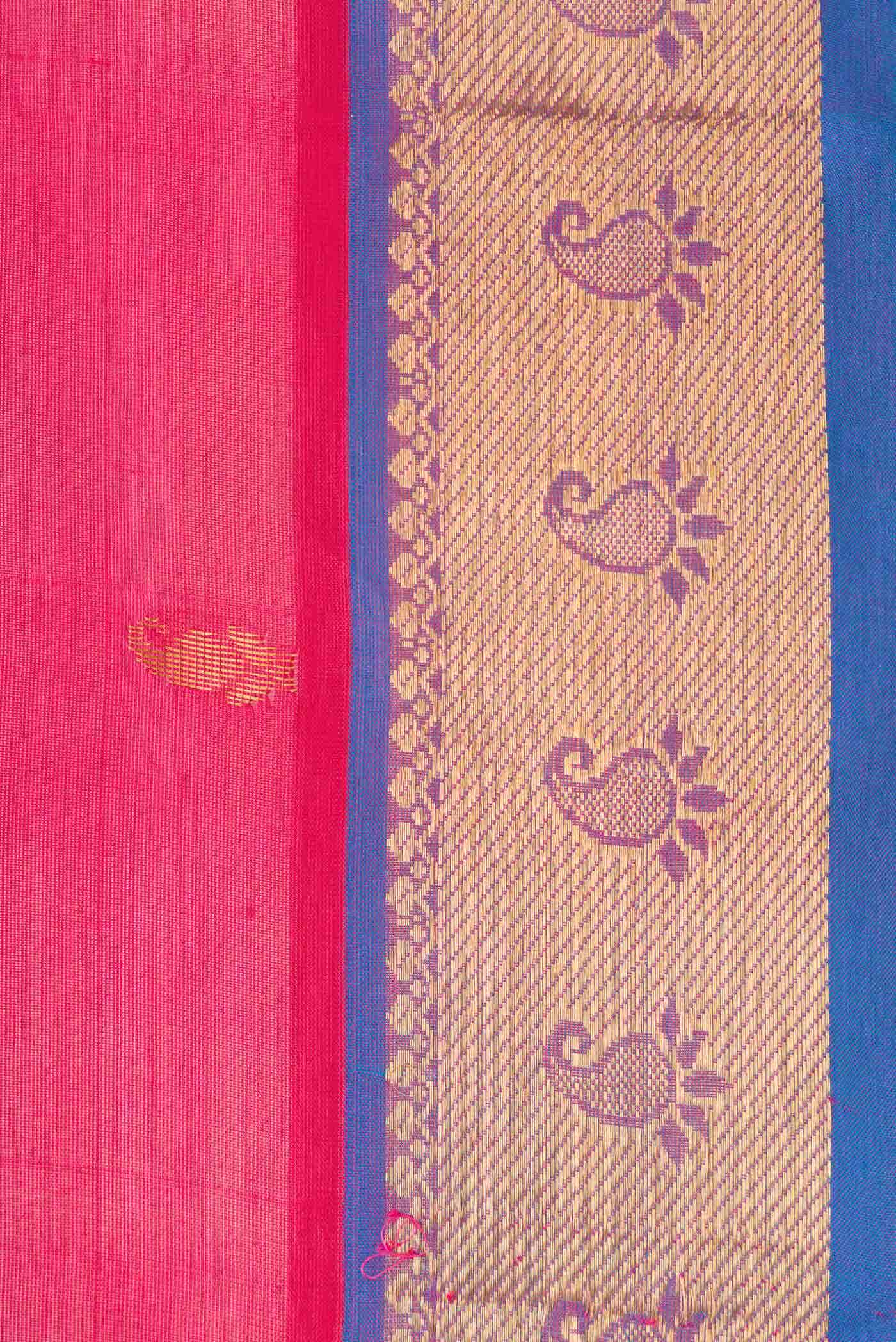 Pink Dual Tone Silk Cotton Saree - Image 3