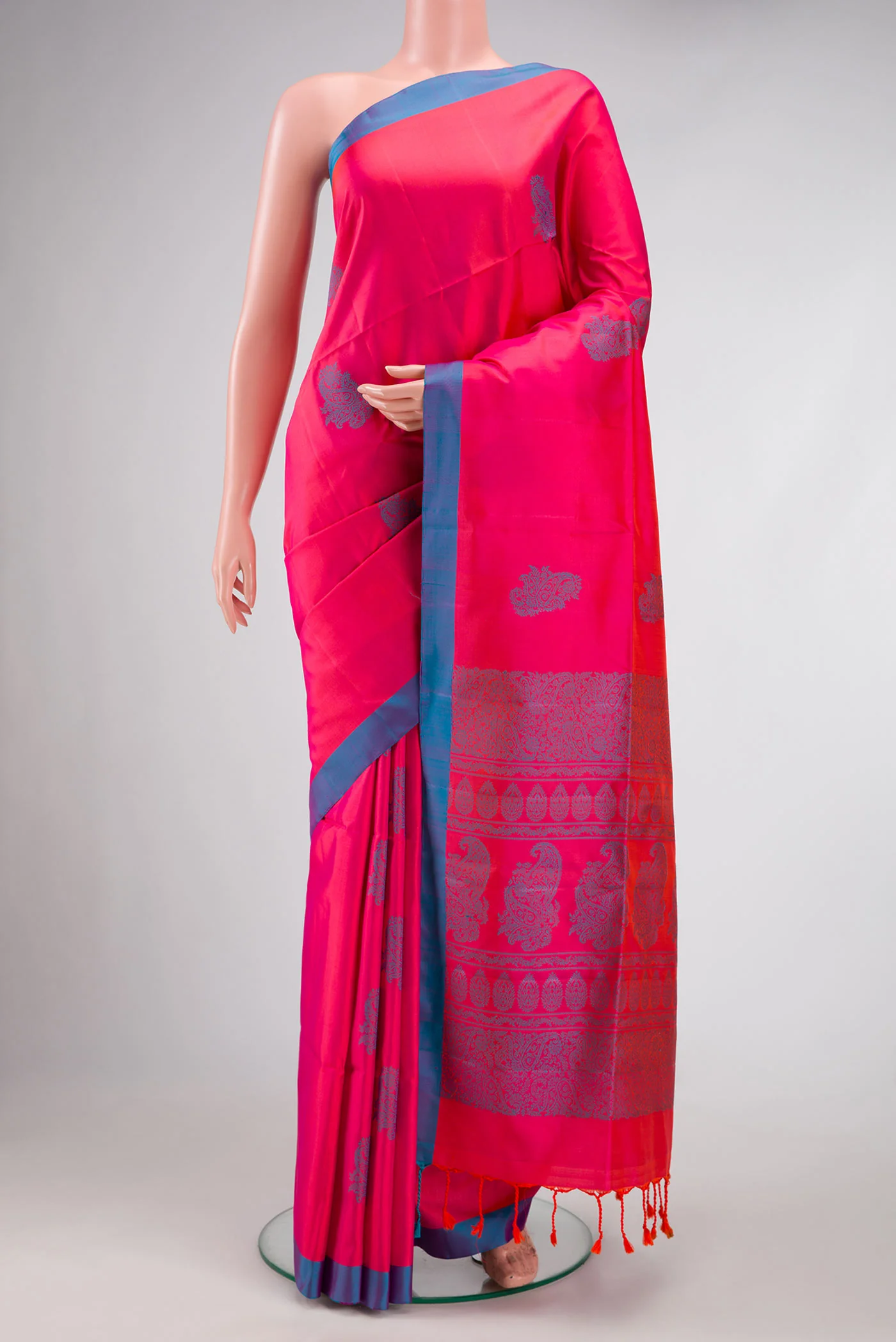 Pink with Orange Color Soft Silk Saree