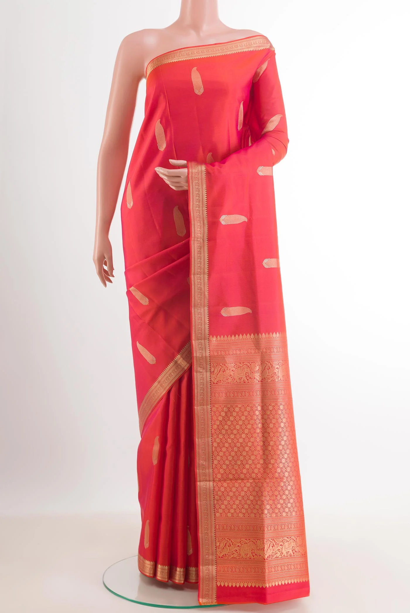Orange with Pink Color Soft Silk Saree