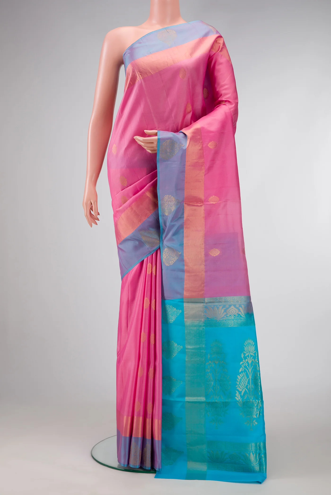 Rose pink Dual Tone Soft Silk Saree