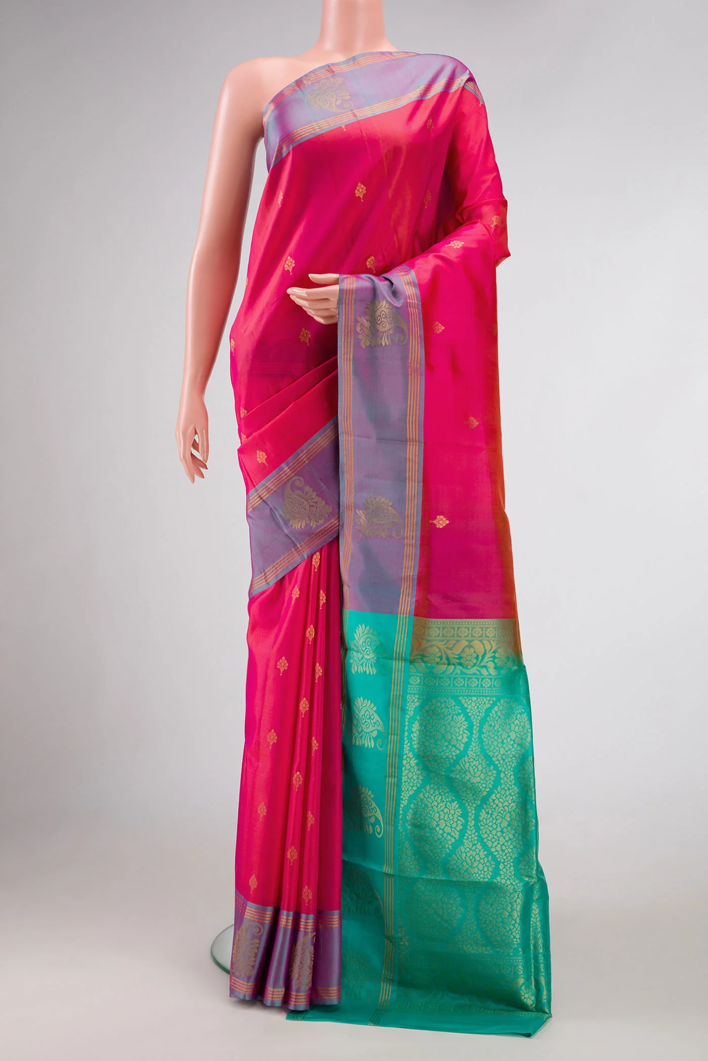 Pink Dual Tone Soft Silk Saree