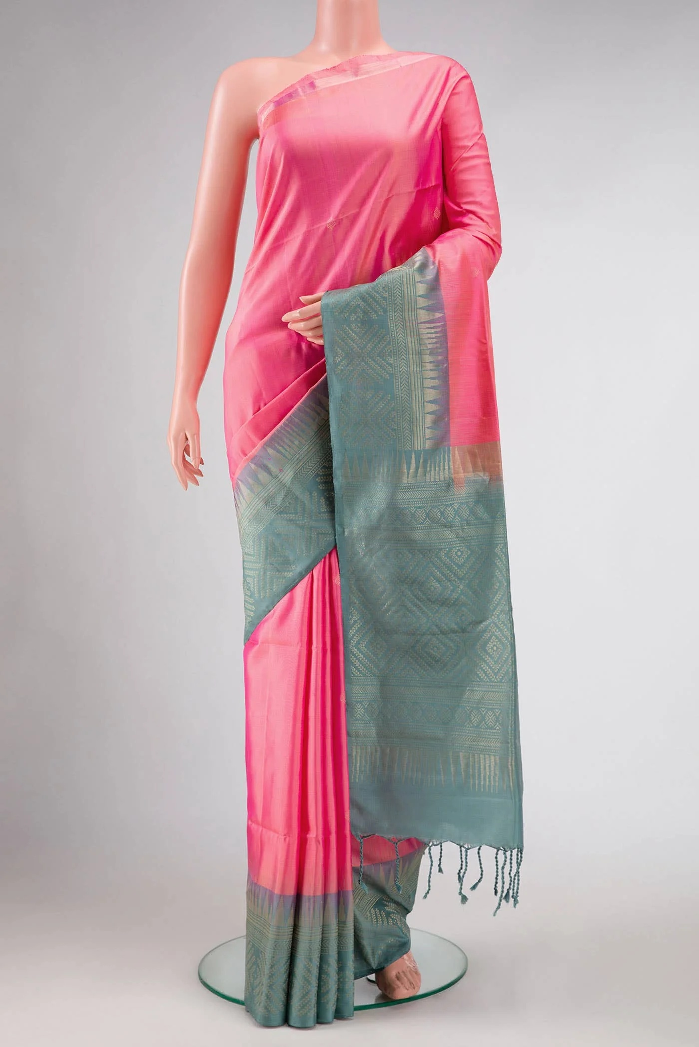 Pink Dual Tone Soft Silk Saree