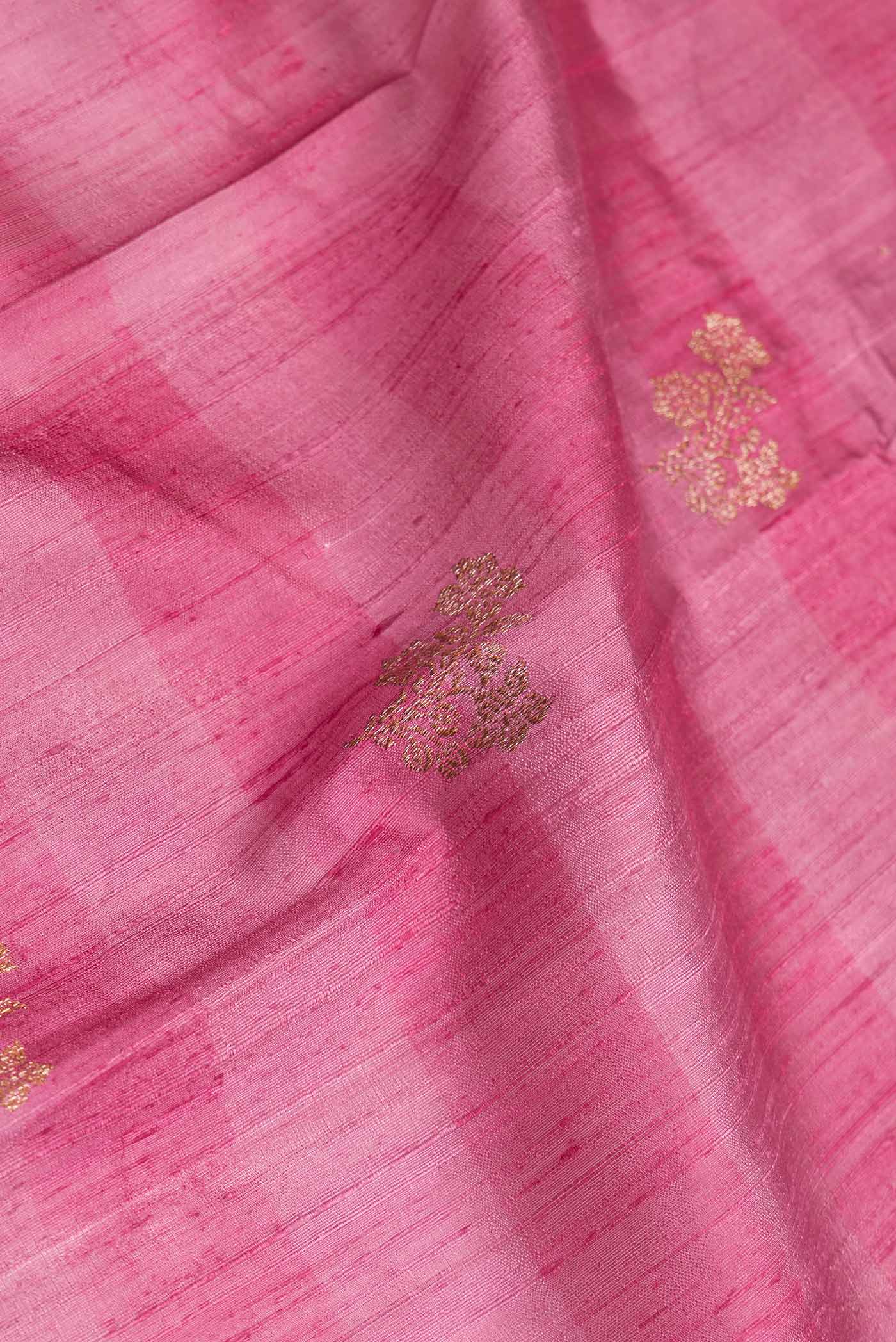 Pink Banarasi Tussar Silk Saree - Image 2