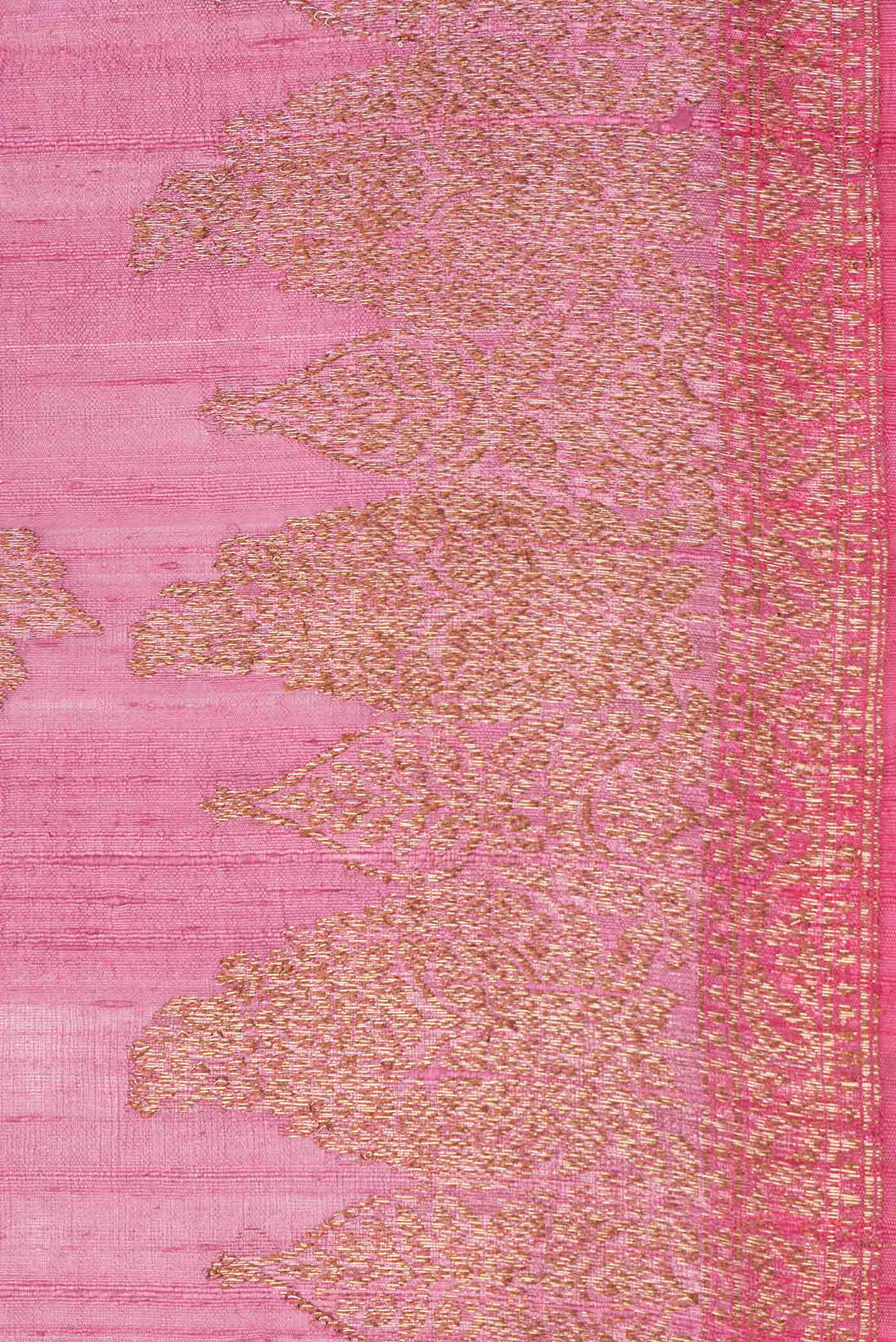 Pink Banarasi Tussar Silk Saree - Image 3