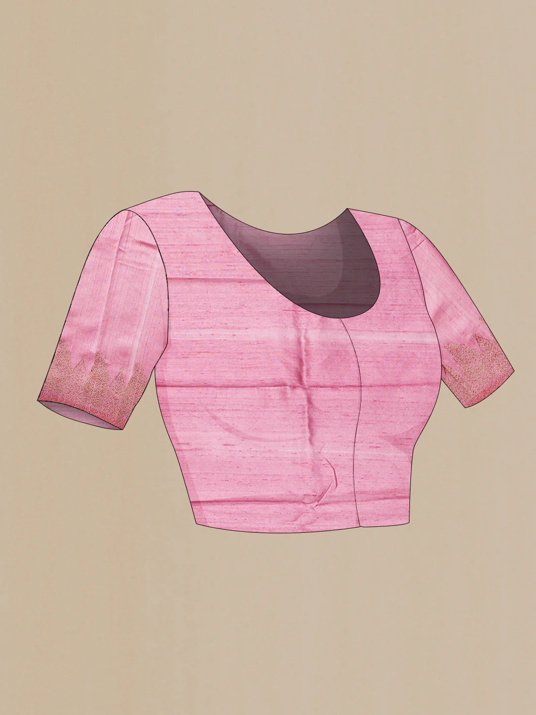 Pink Banarasi Tussar Silk Saree - Image 4