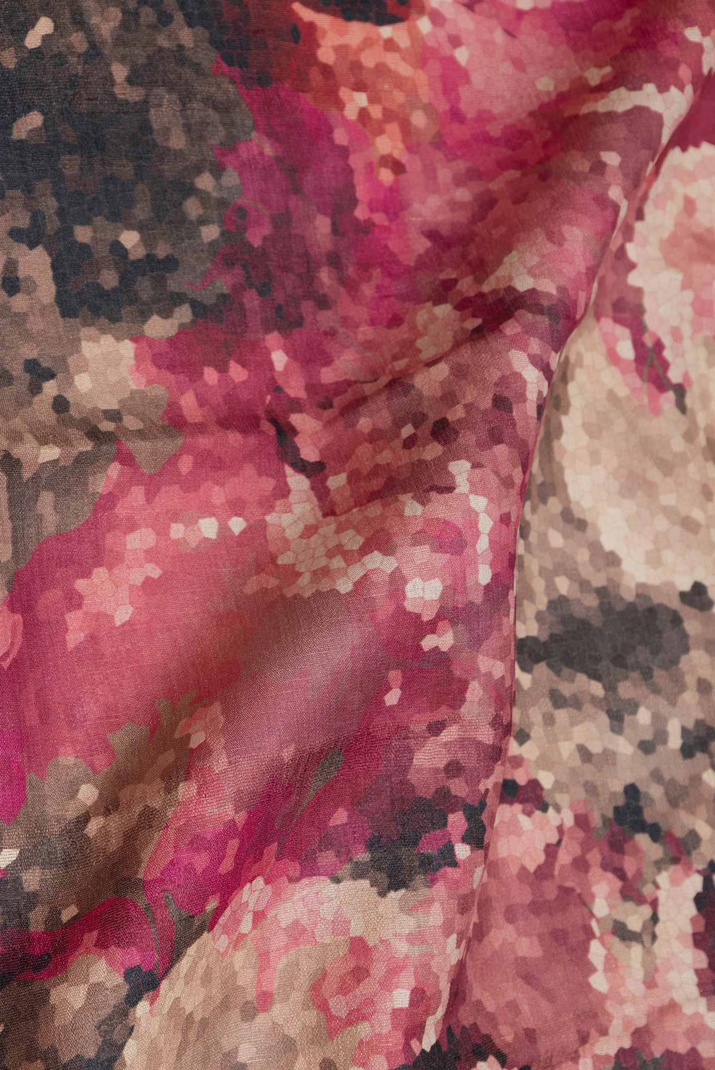 Pink Dual Tone Tussar Silk Saree - Image 2